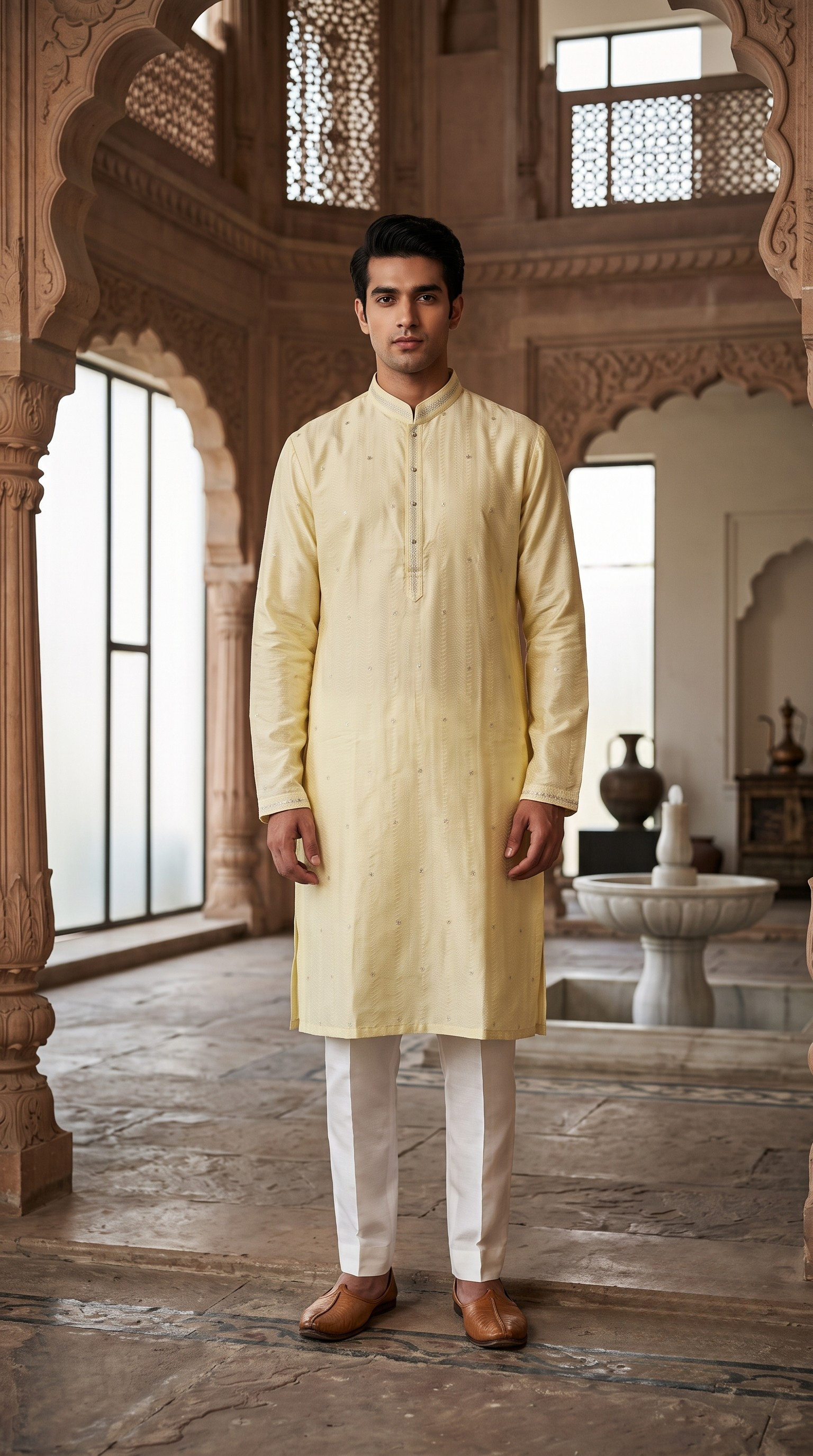 Yellow Silk Kurta Set