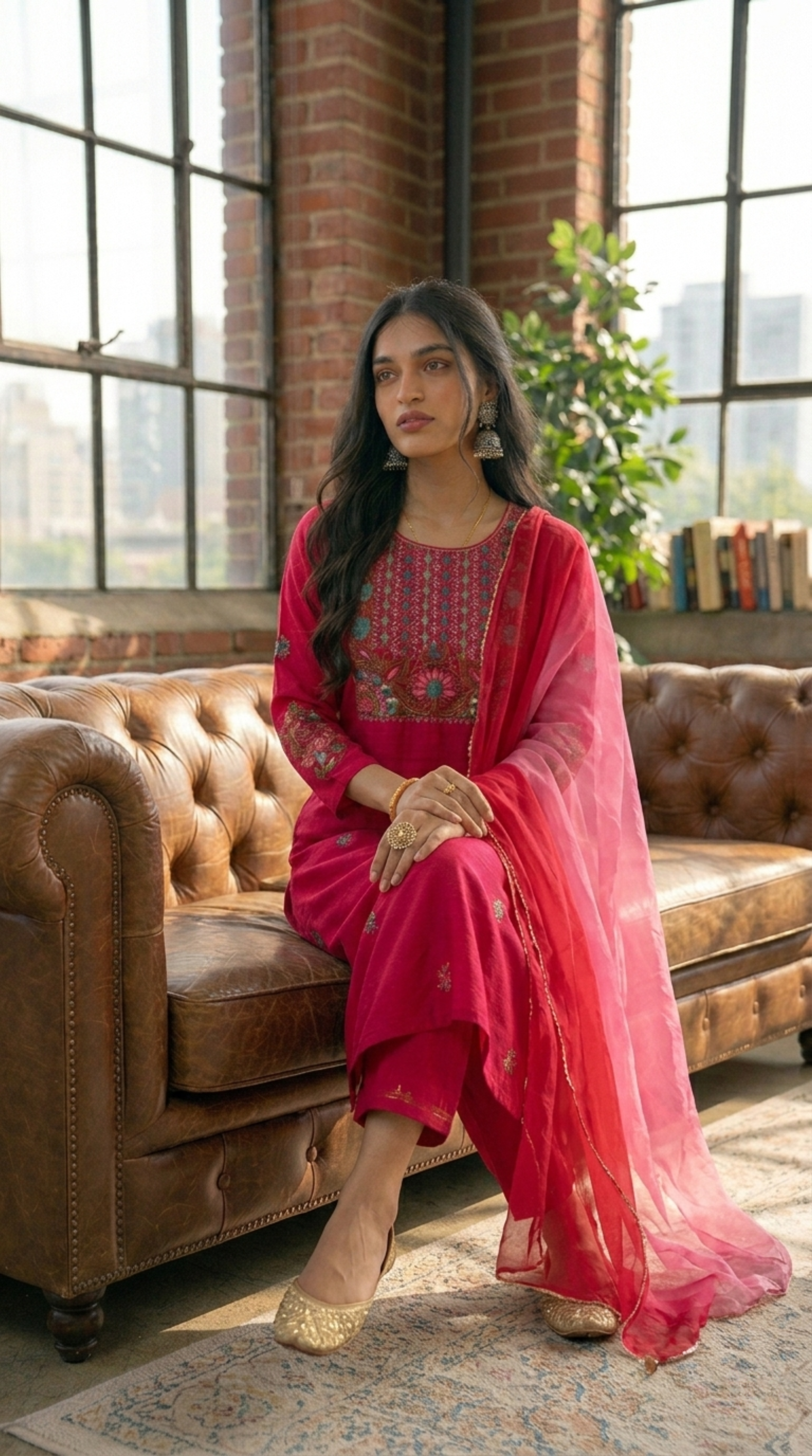 Rani Pink Muslin Silk Salwar Suit