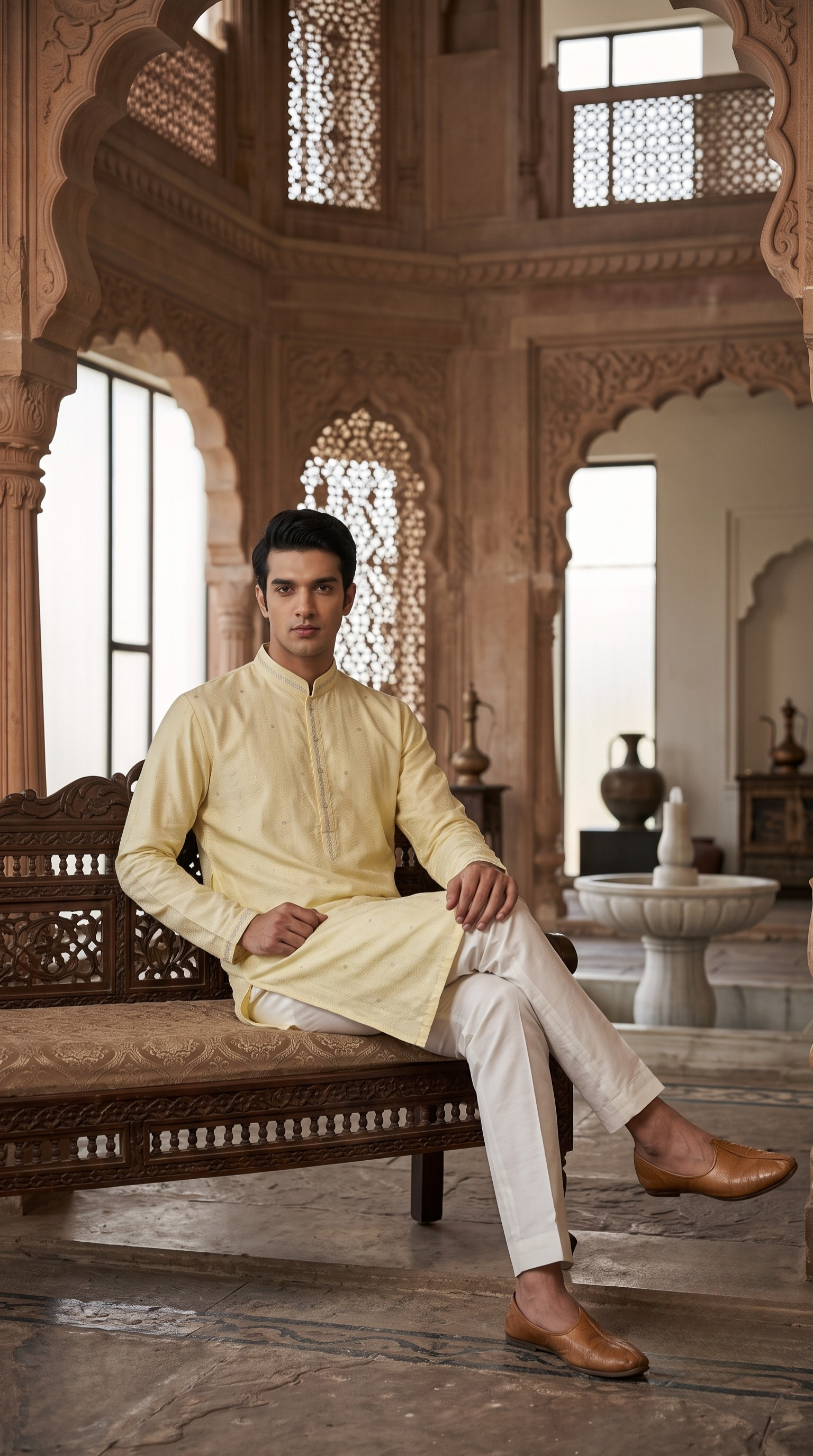 Yellow Silk Kurta Set