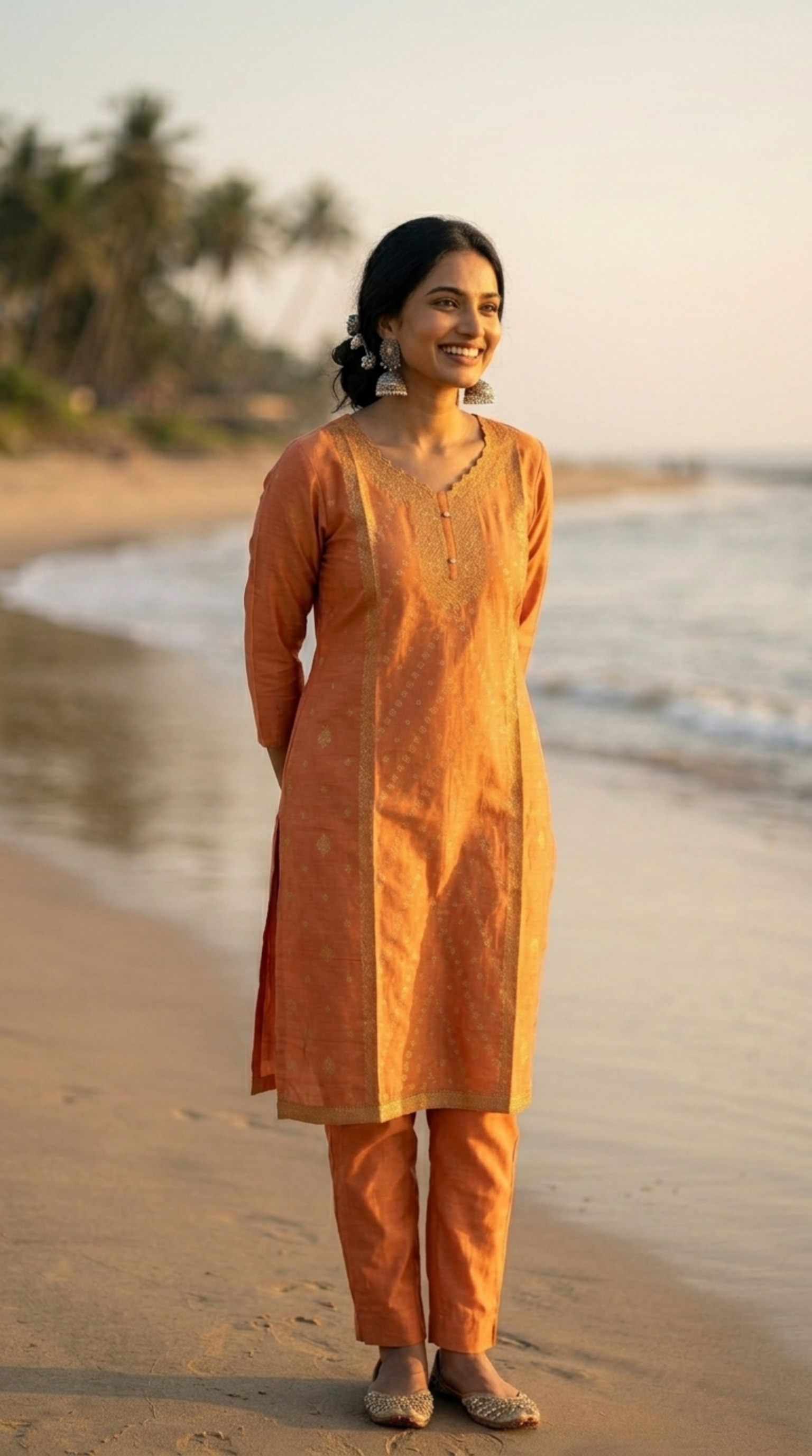 Orange Mooga Silk Salwar Suit