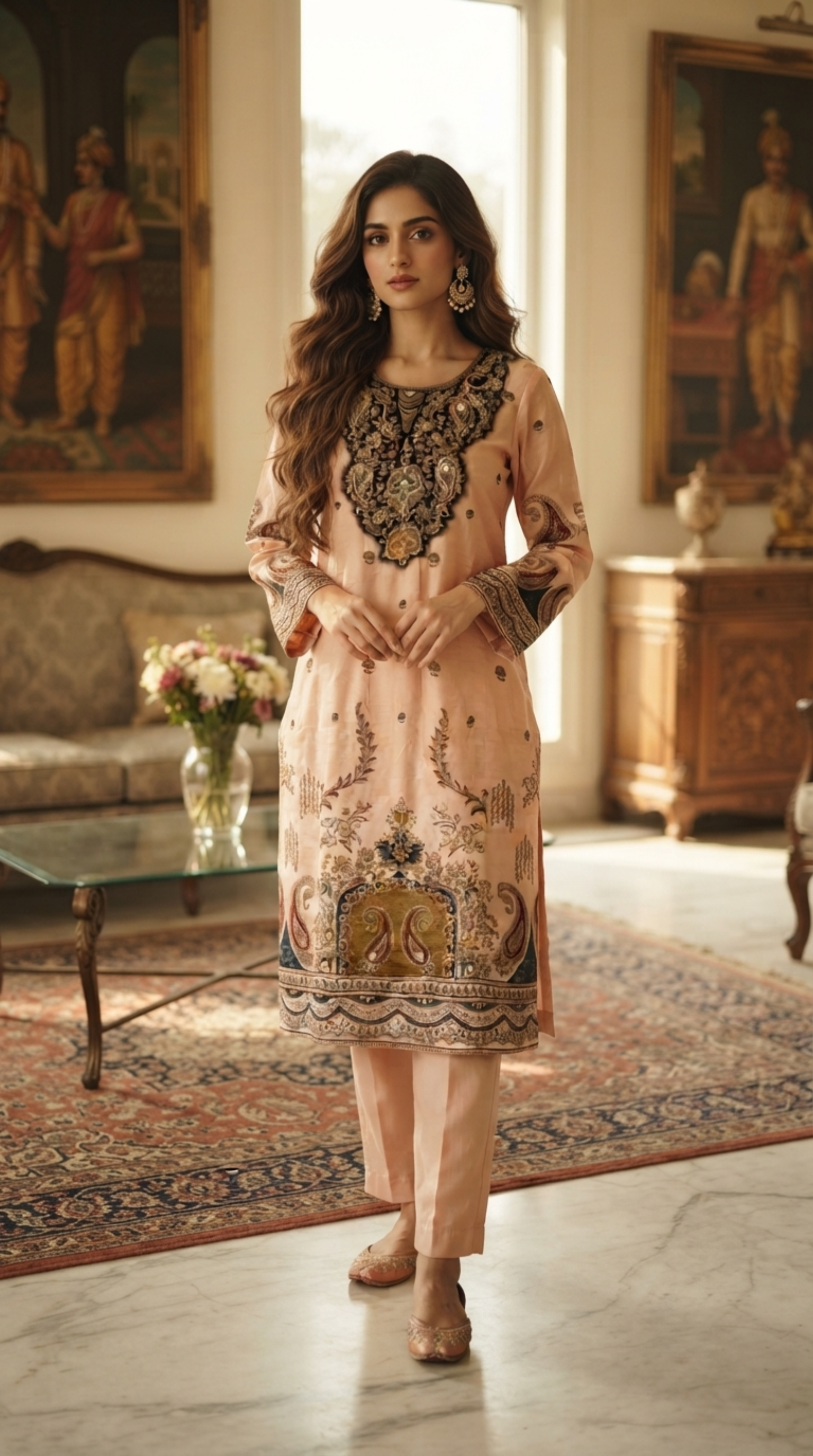 Blush Pink Muslin Silk Straight Cut Suit