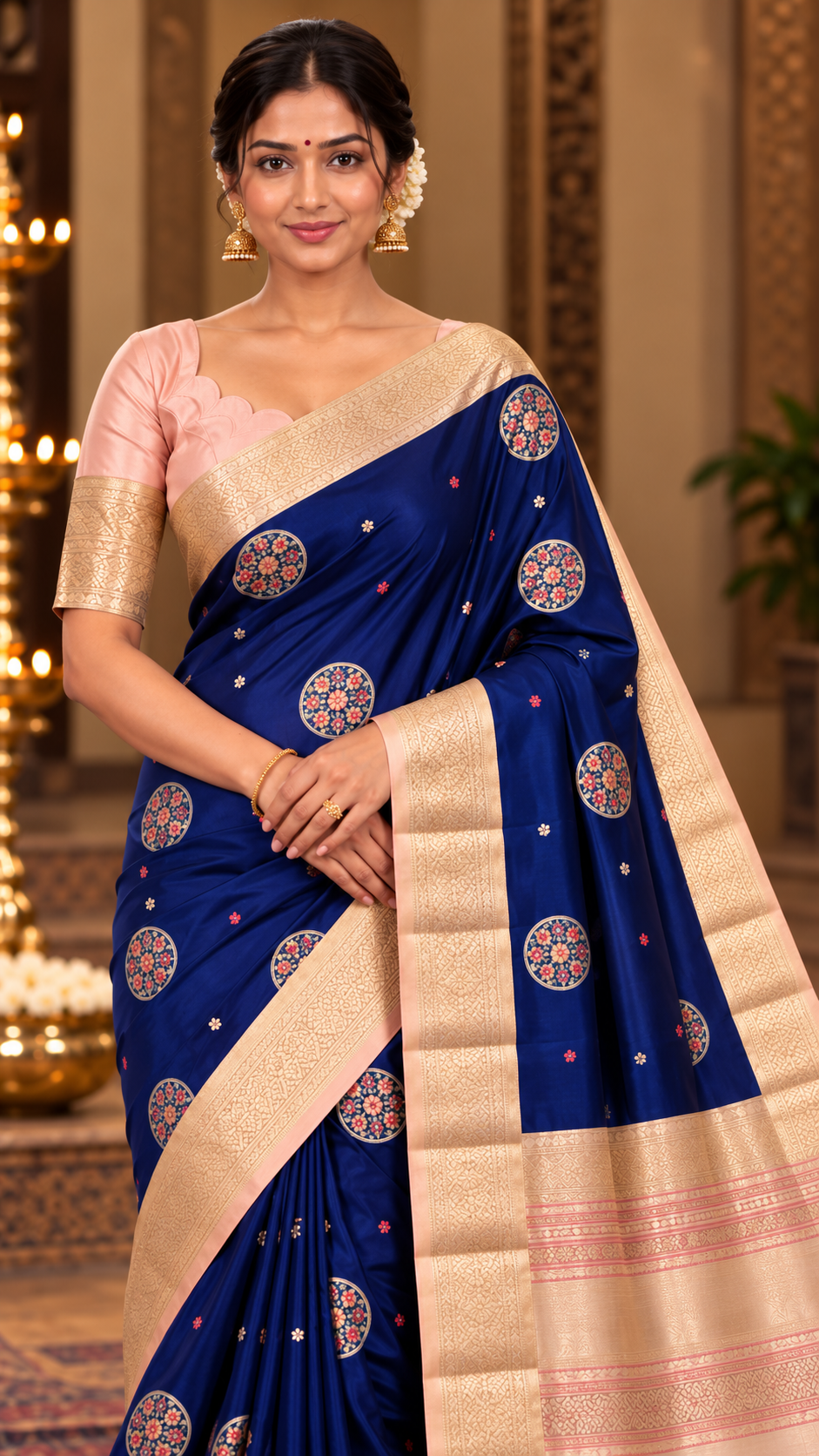 Navy Blue Kanchi Silk Saree