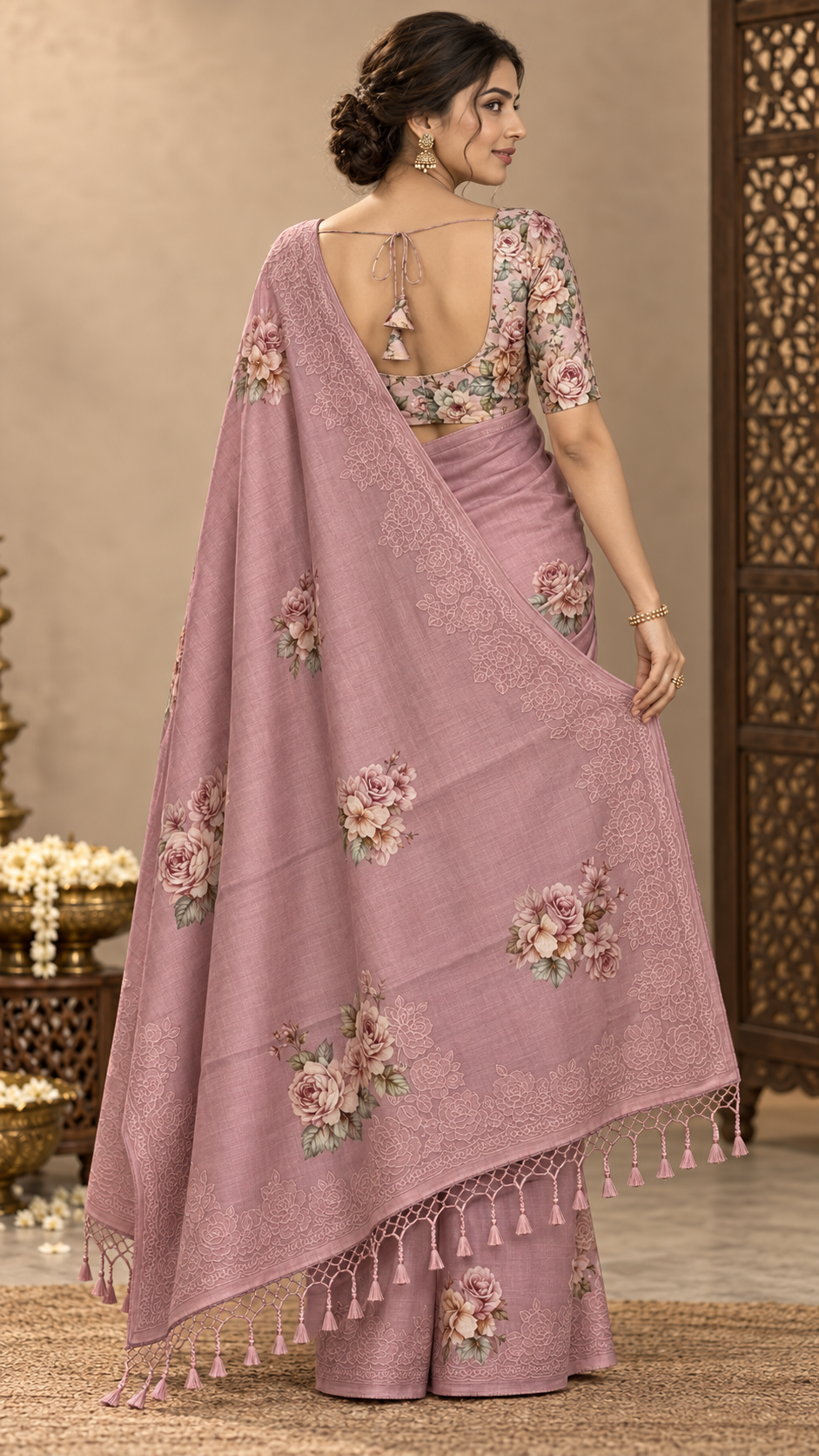 Mauve Tussar Silk Saree