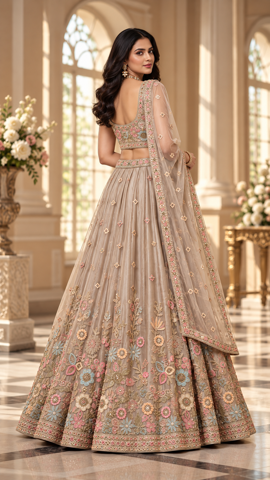 Taupe Shade Croptop Lehenga
