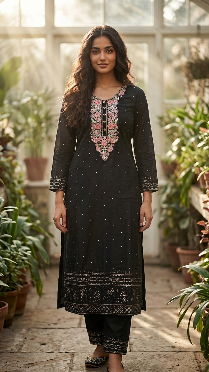 Black Garden Embroidered Suit