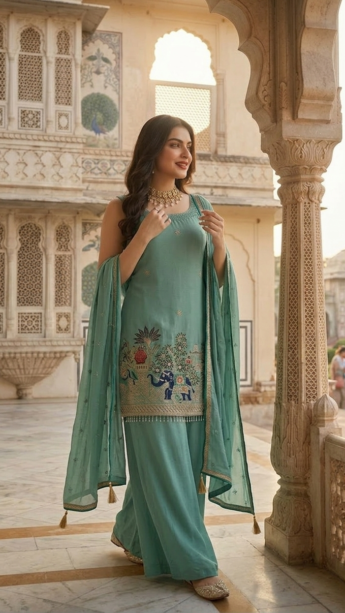 Aqua Garden Sharara Suit