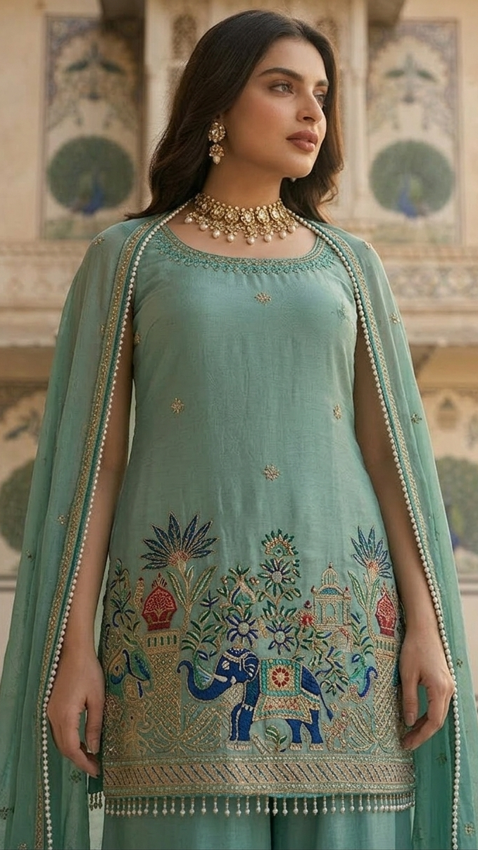 Aqua Garden Sharara Suit