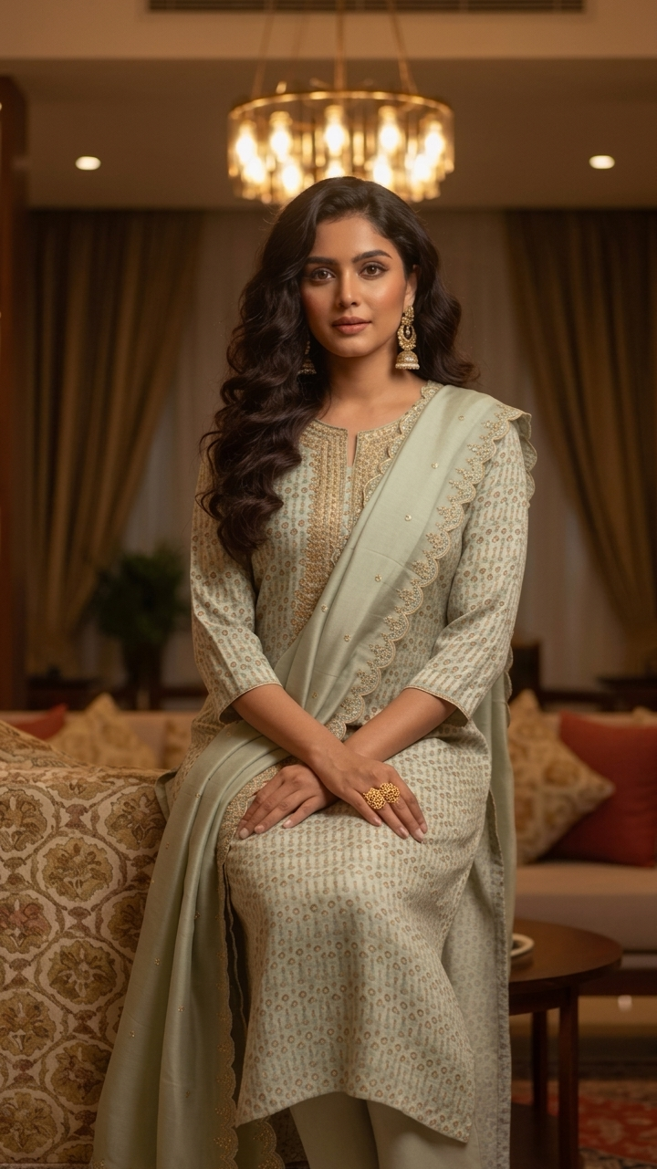 Mint Threadwork Elegance Suit