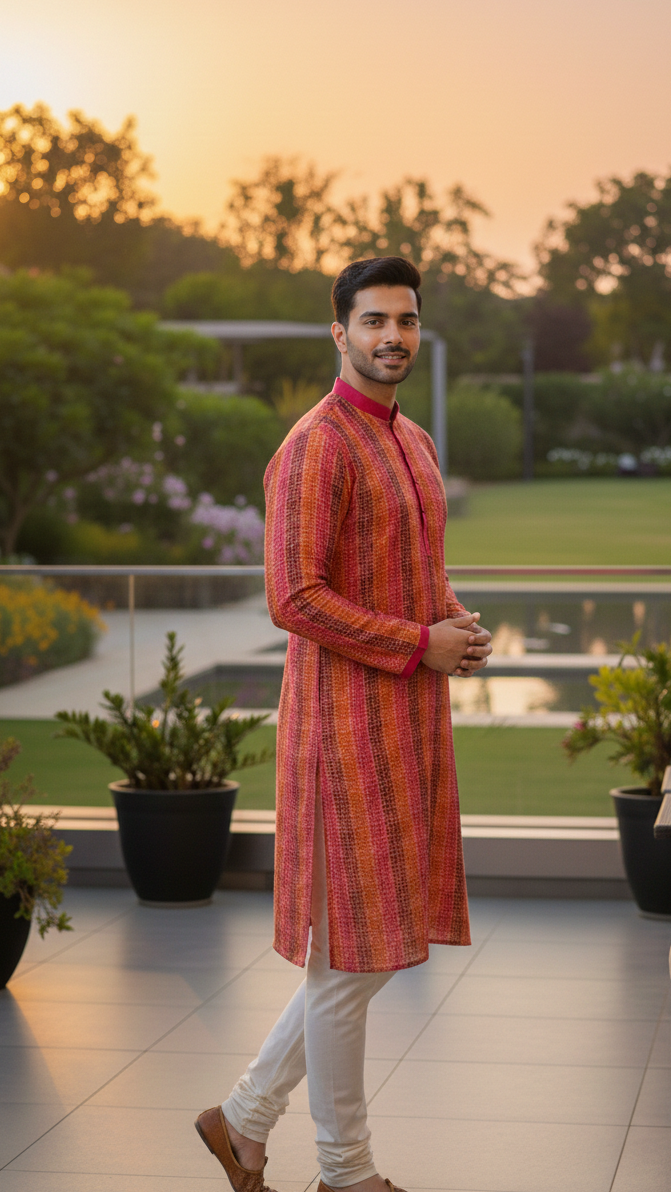 Pink Bandhani Kurta Set