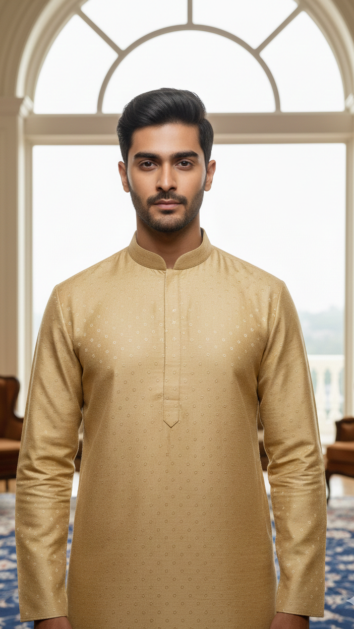 Gold Silk Kurta Set
