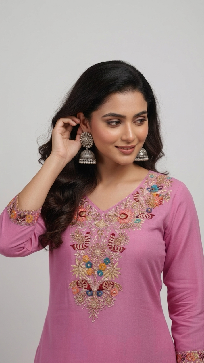 Candy Pink Embroidered Suit