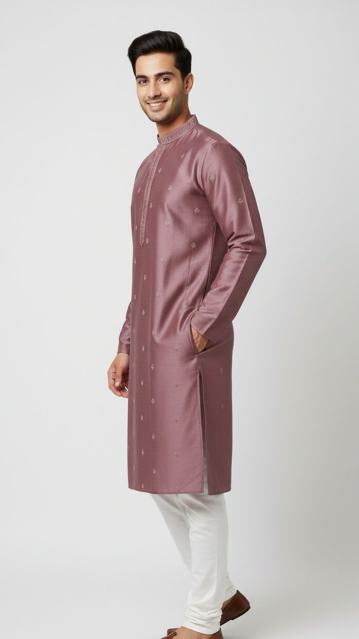 Mauve Silk Kurta Set