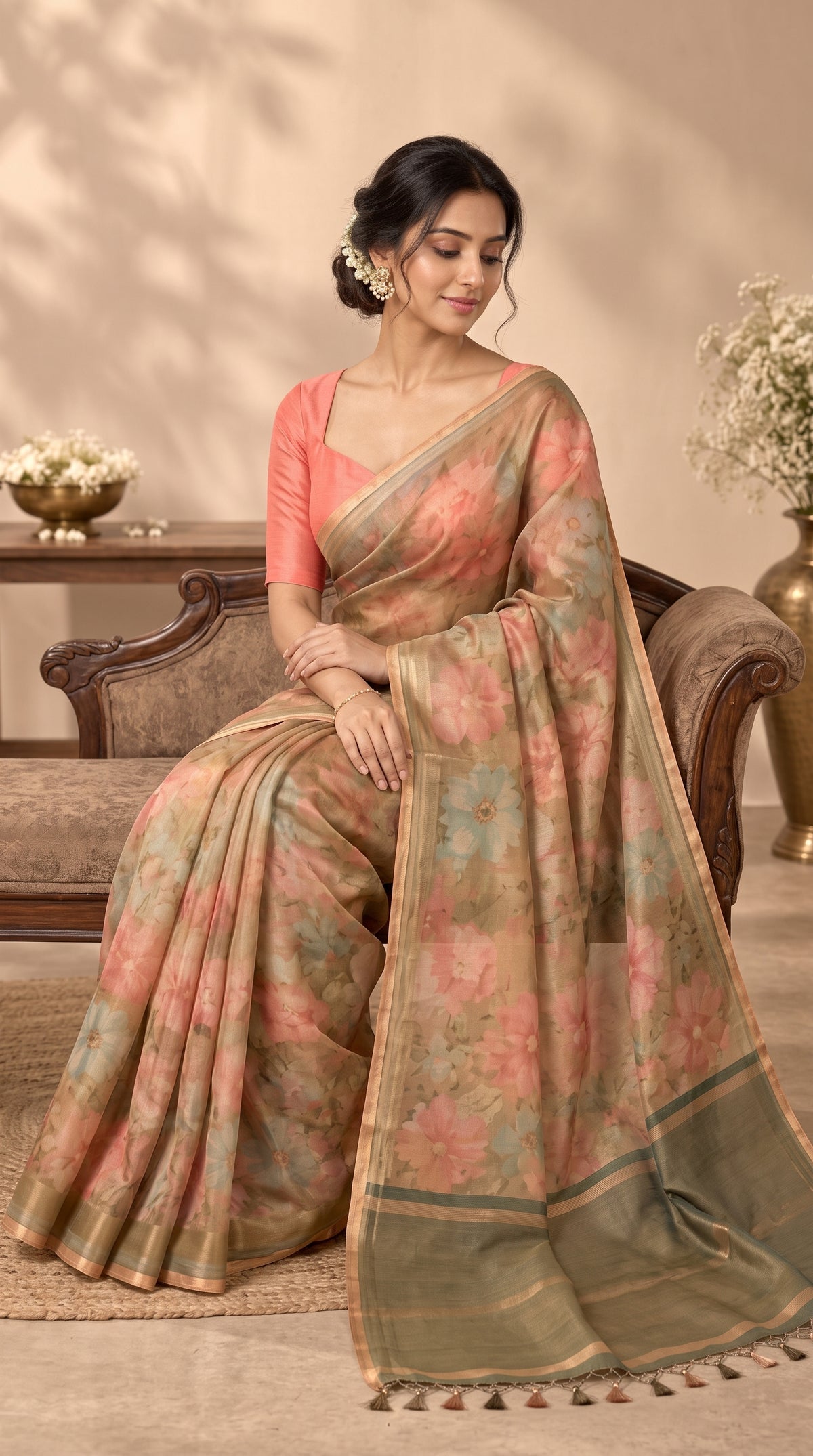 Gold Kota Tissue Saree