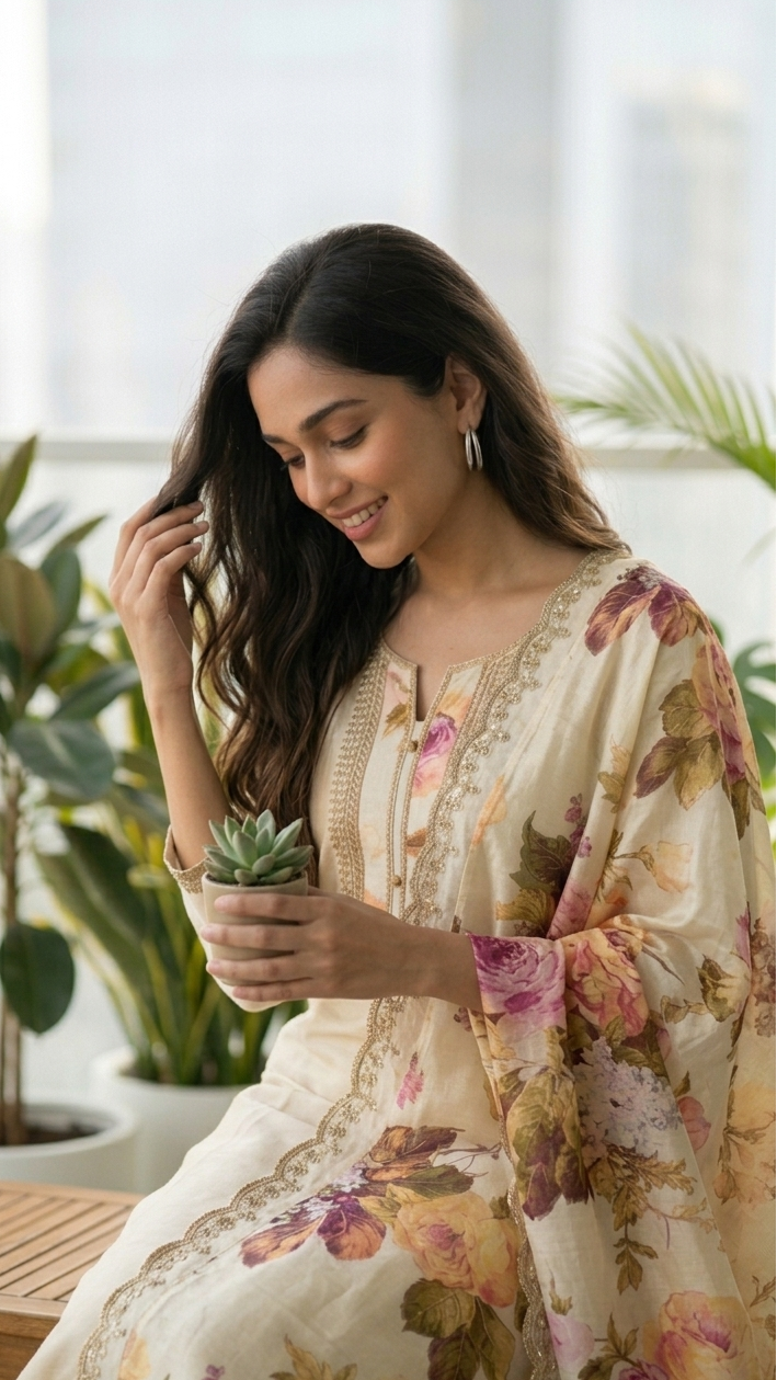 Champagne Floral Suit