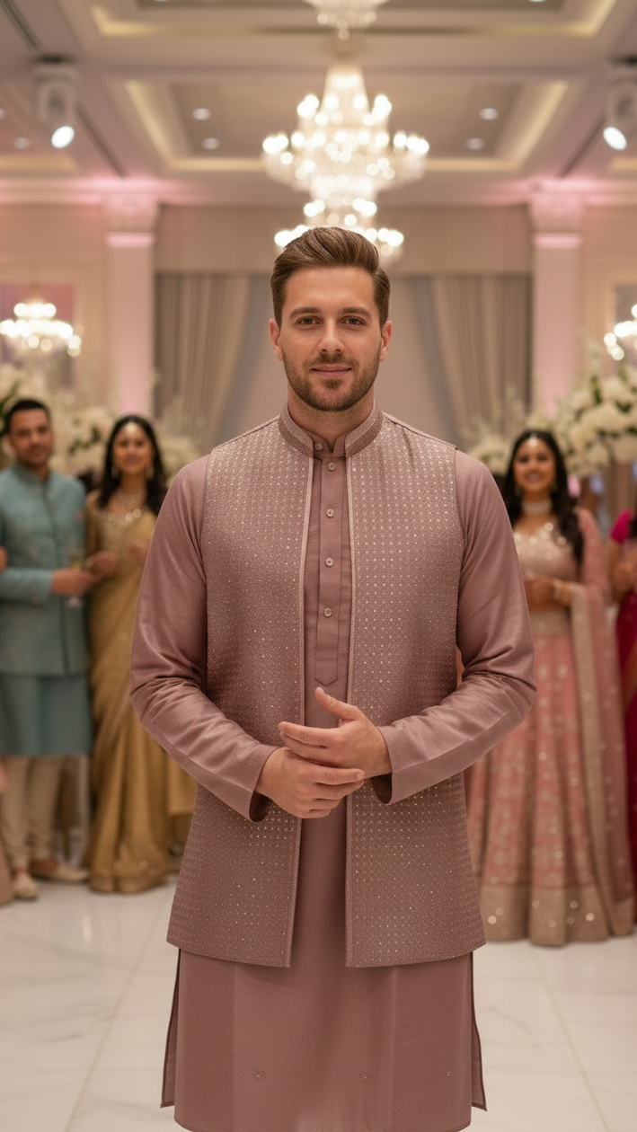 Lavender Vest Kurta Set