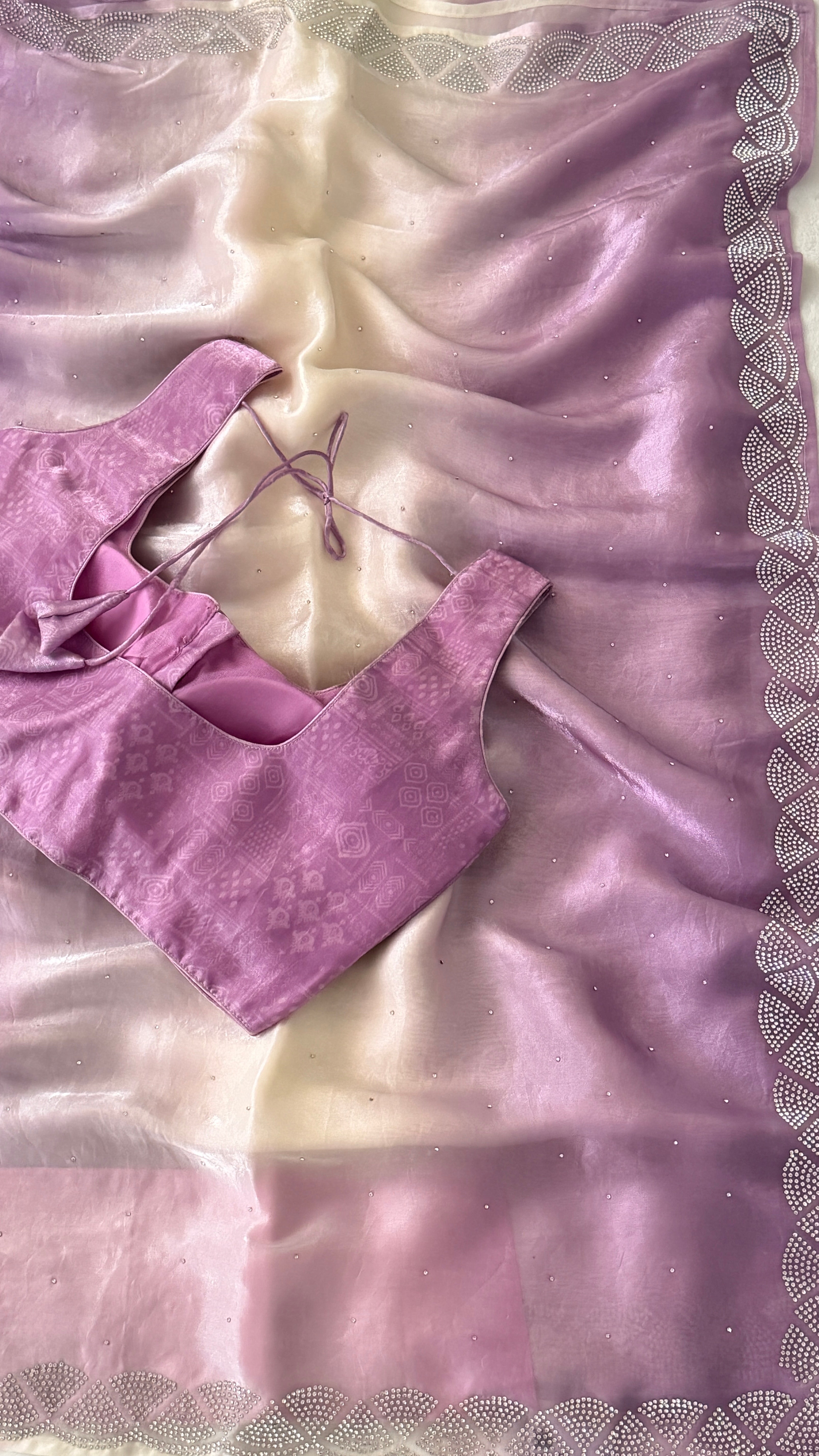 Lavender Ombre Crepe Shimmer Saree