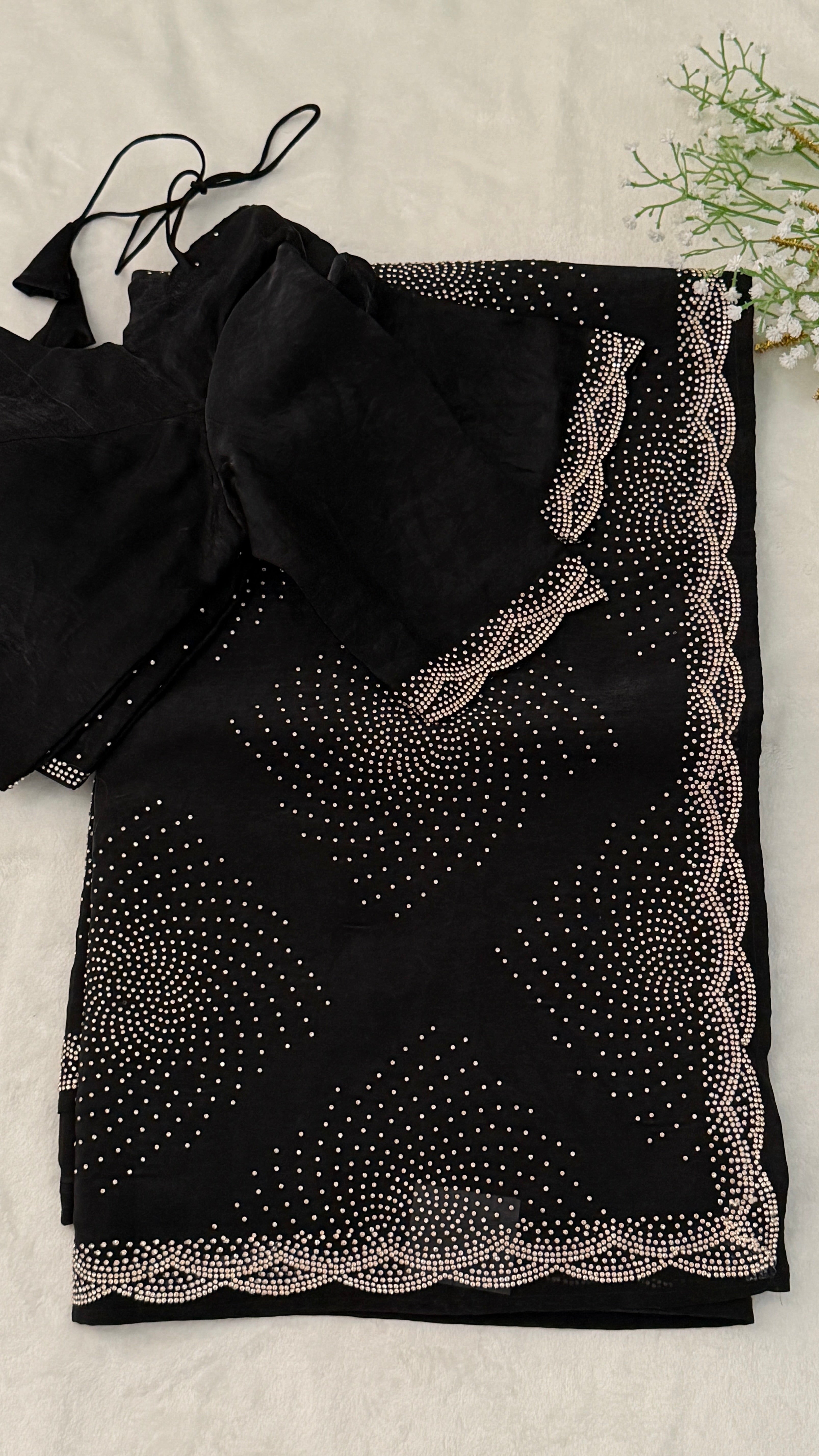 Black Swarovski Shimmer Saree