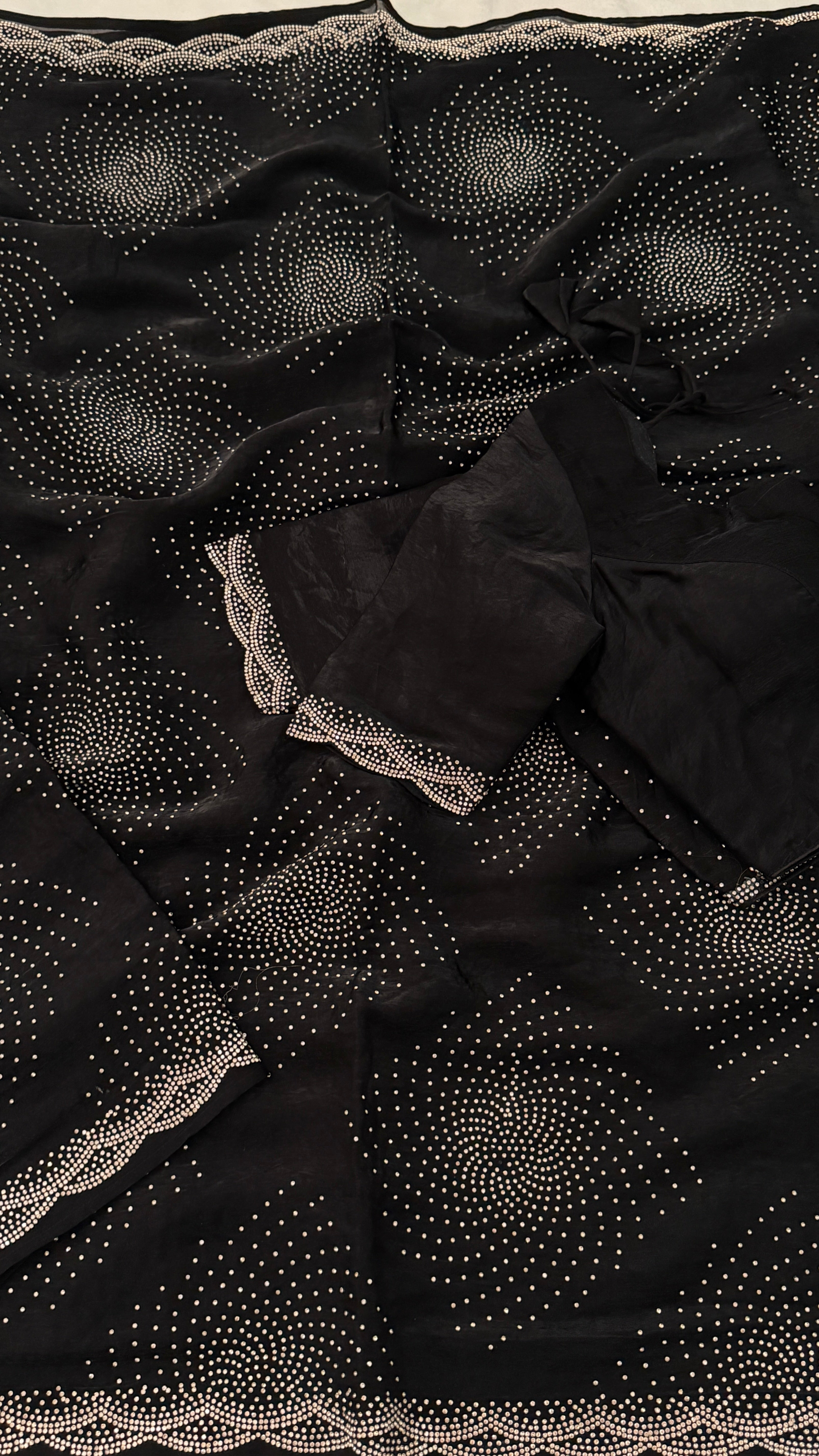 Black Swarovski Shimmer Saree
