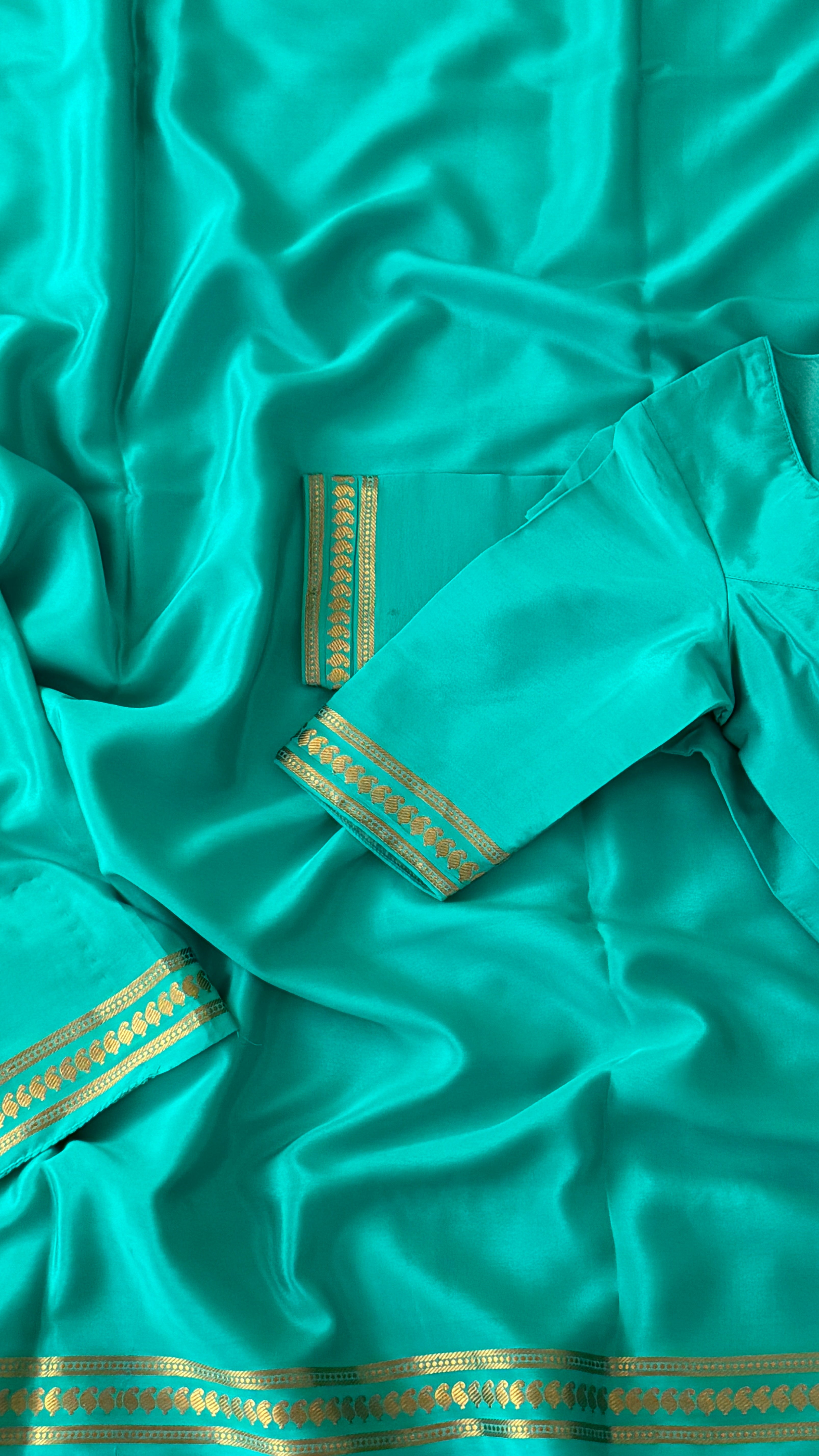Sea Green Mysore Silk Saree