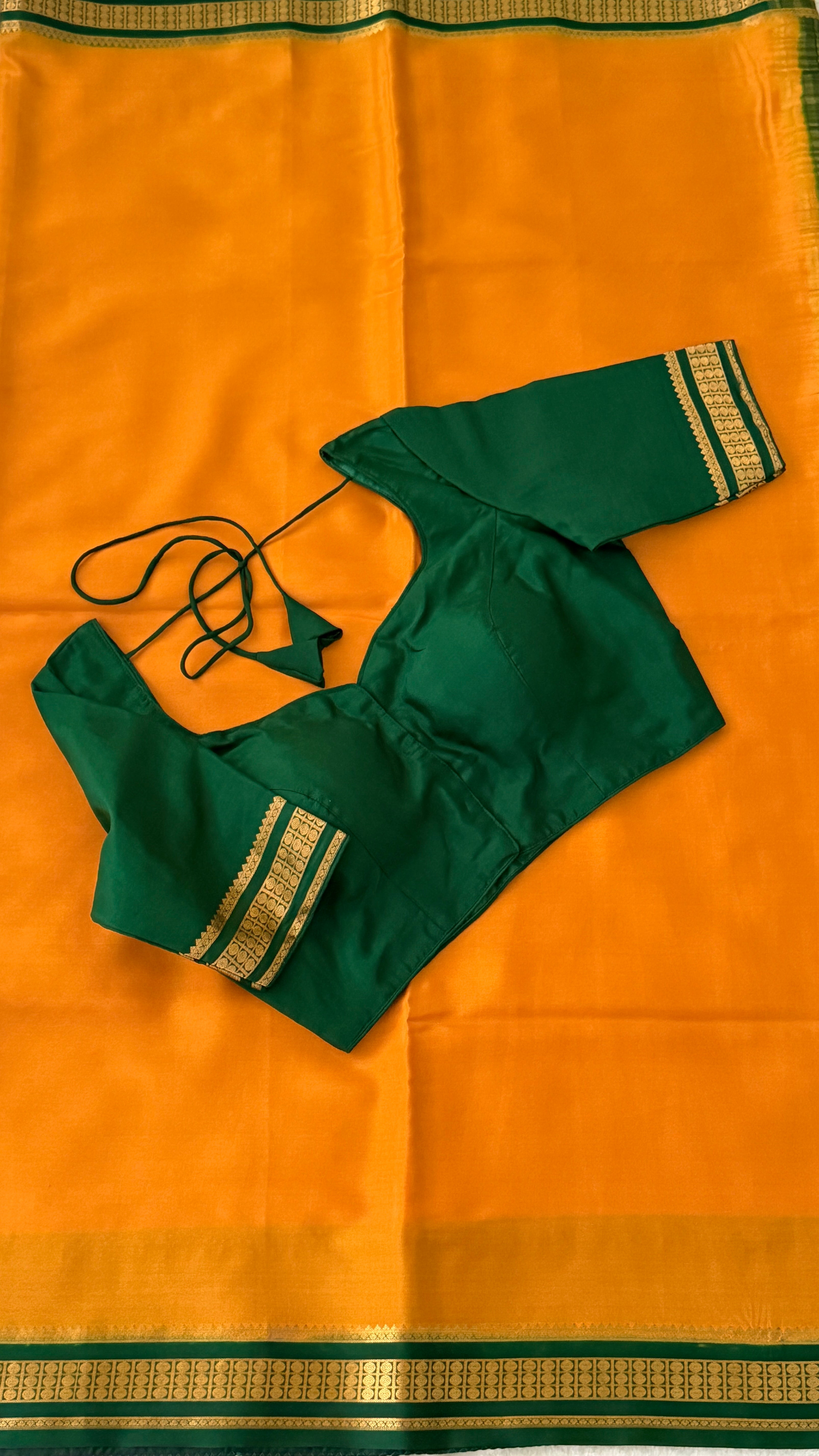 Mustard & Bottle Green Mysore Silk Saree