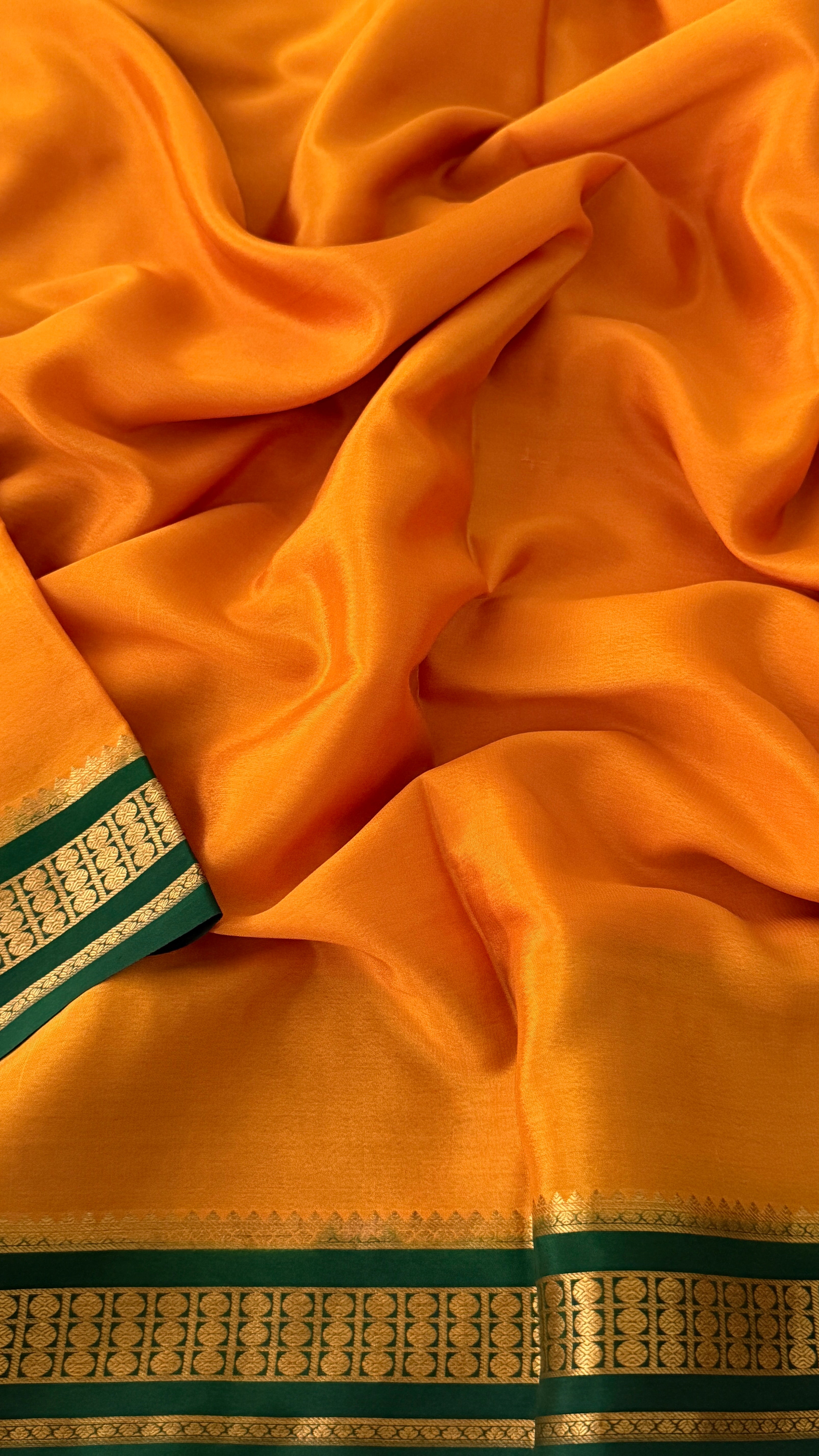Mustard & Bottle Green Mysore Silk Saree