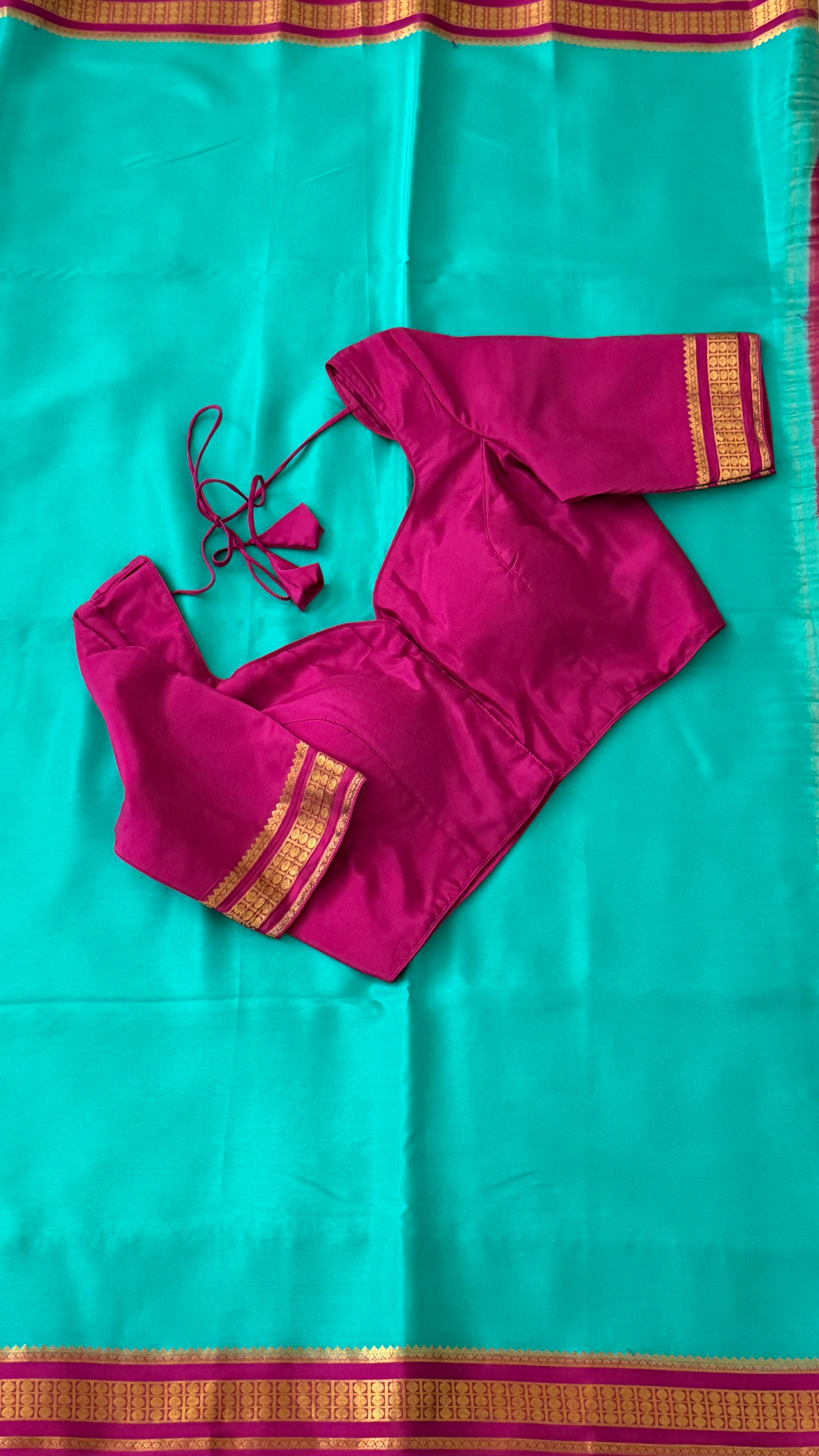 Sea Green & Magenta Mysore Silk Saree