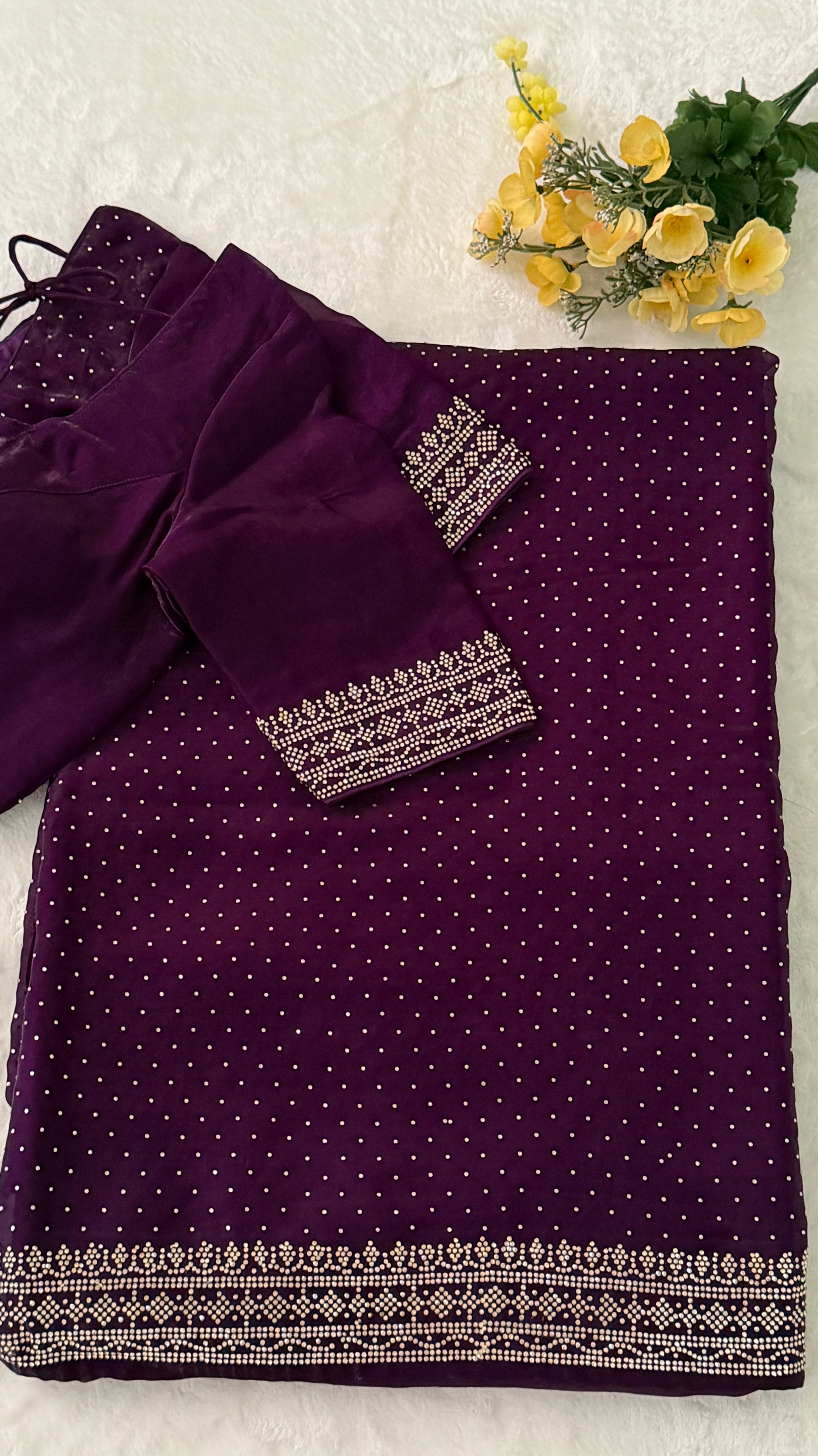 Wine Swarowski Saree