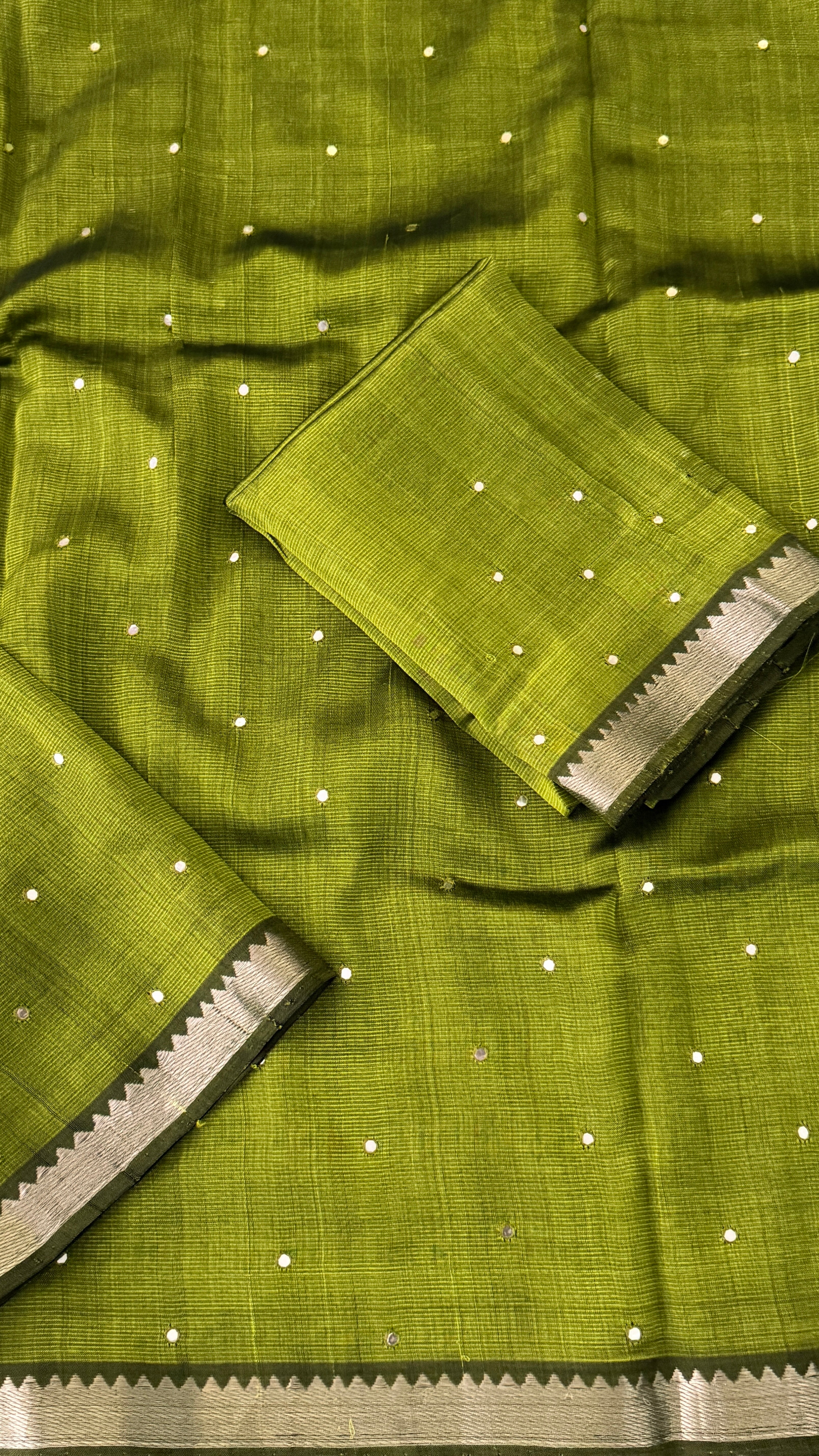 Mehendi Green Mangalagiri Silk Saree