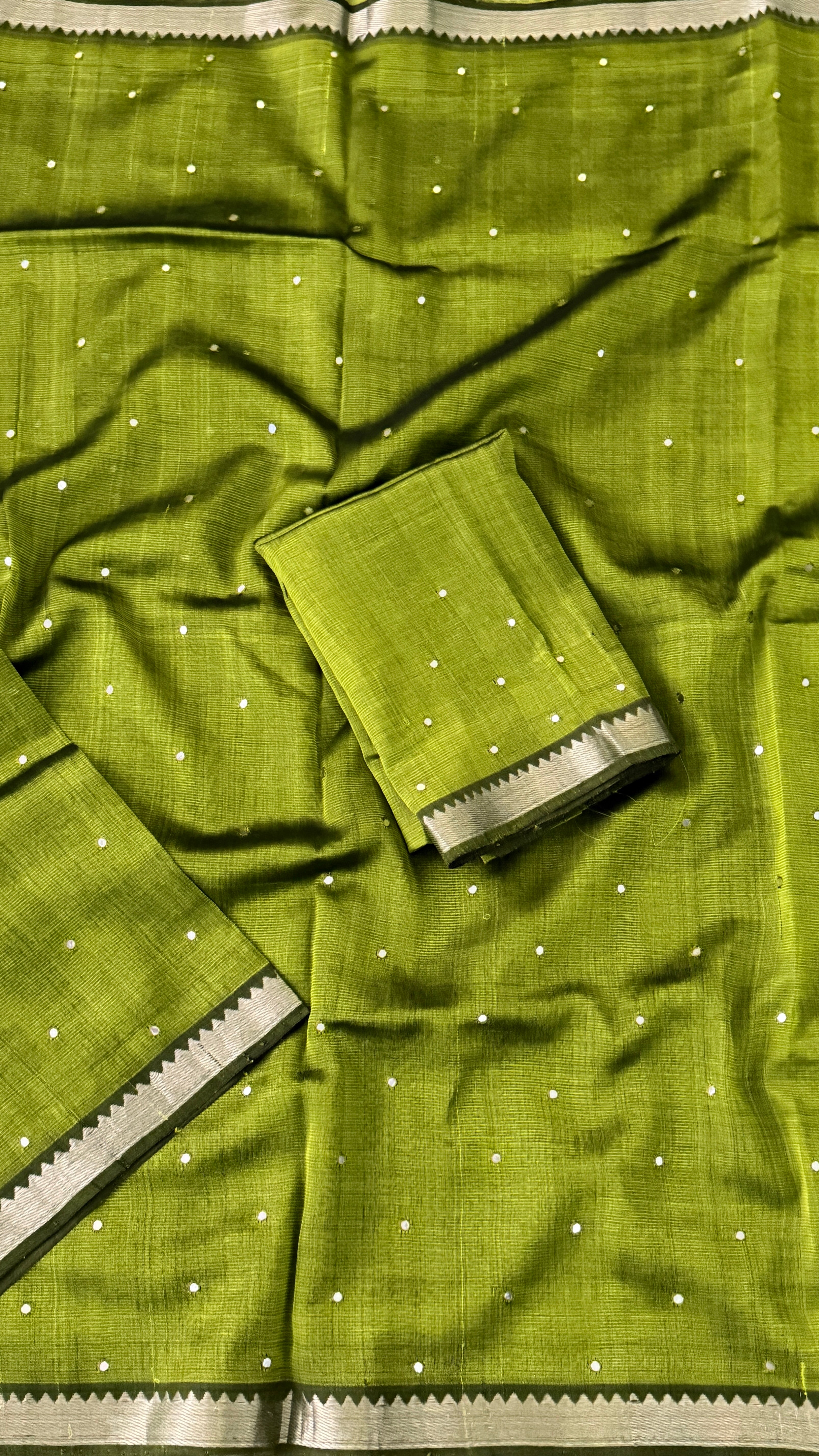 Mehendi Green Mangalagiri Silk Saree