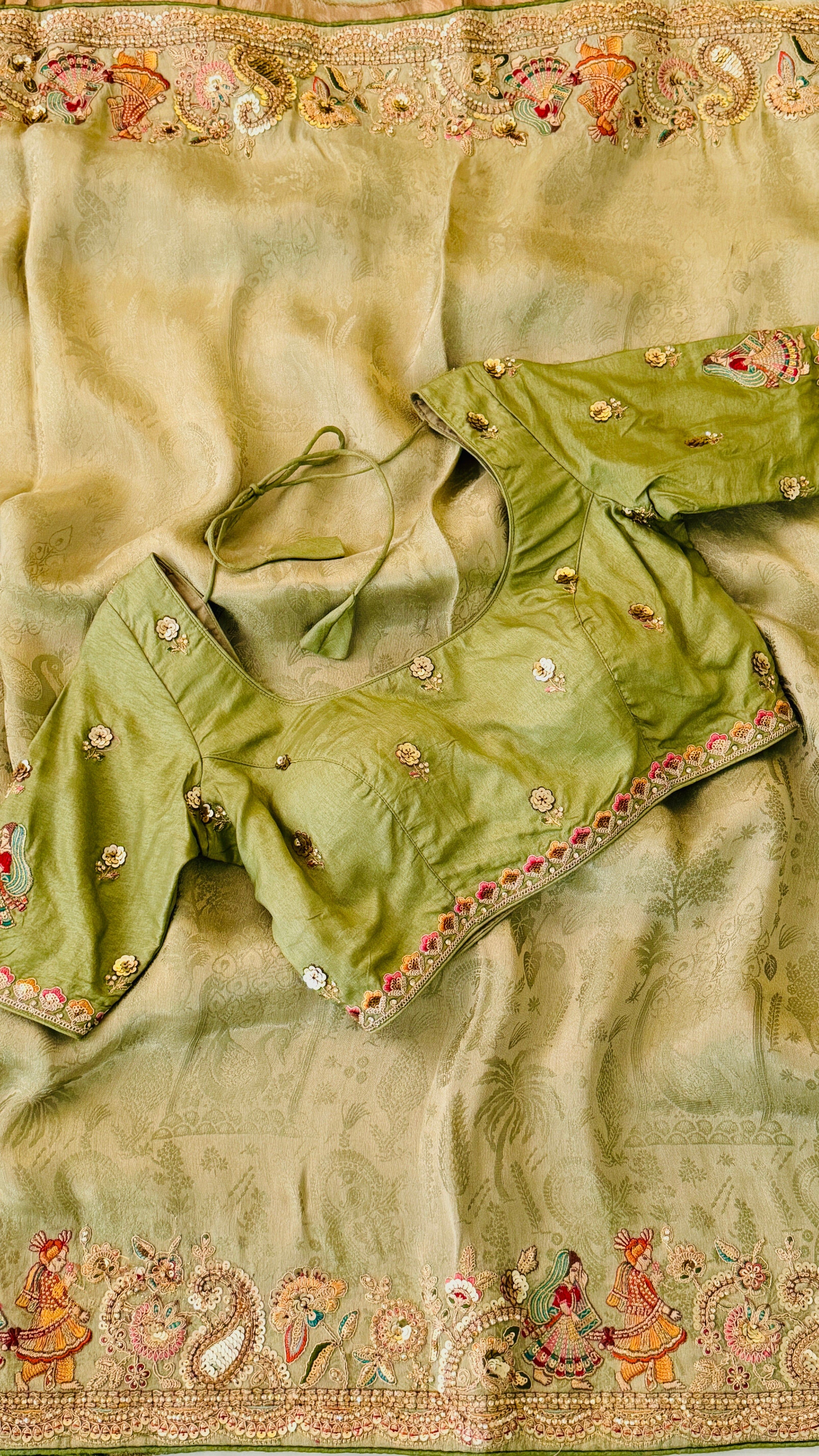 Green Ombre Munga Silk Saree