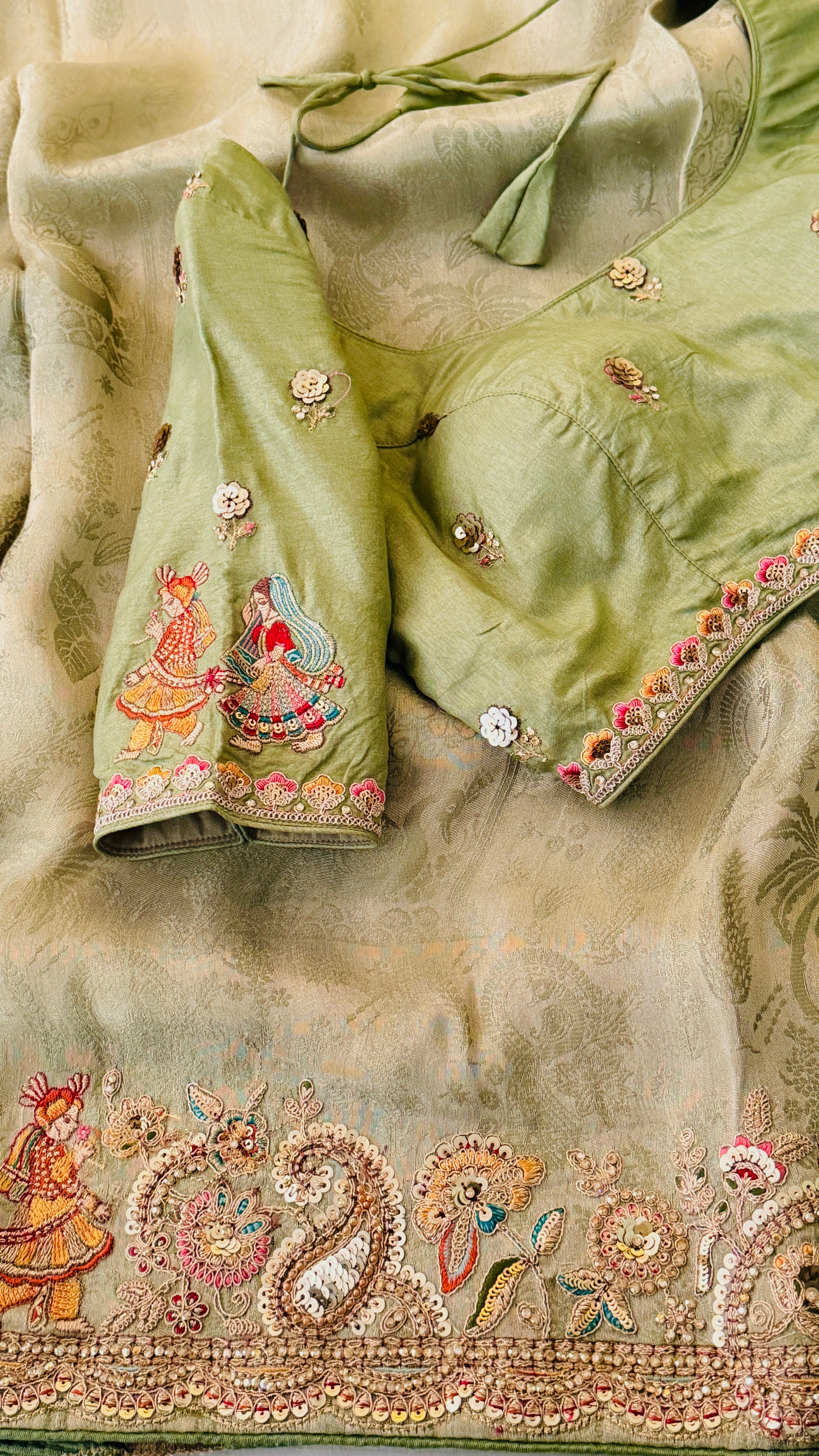 Green Ombre Munga Silk Saree