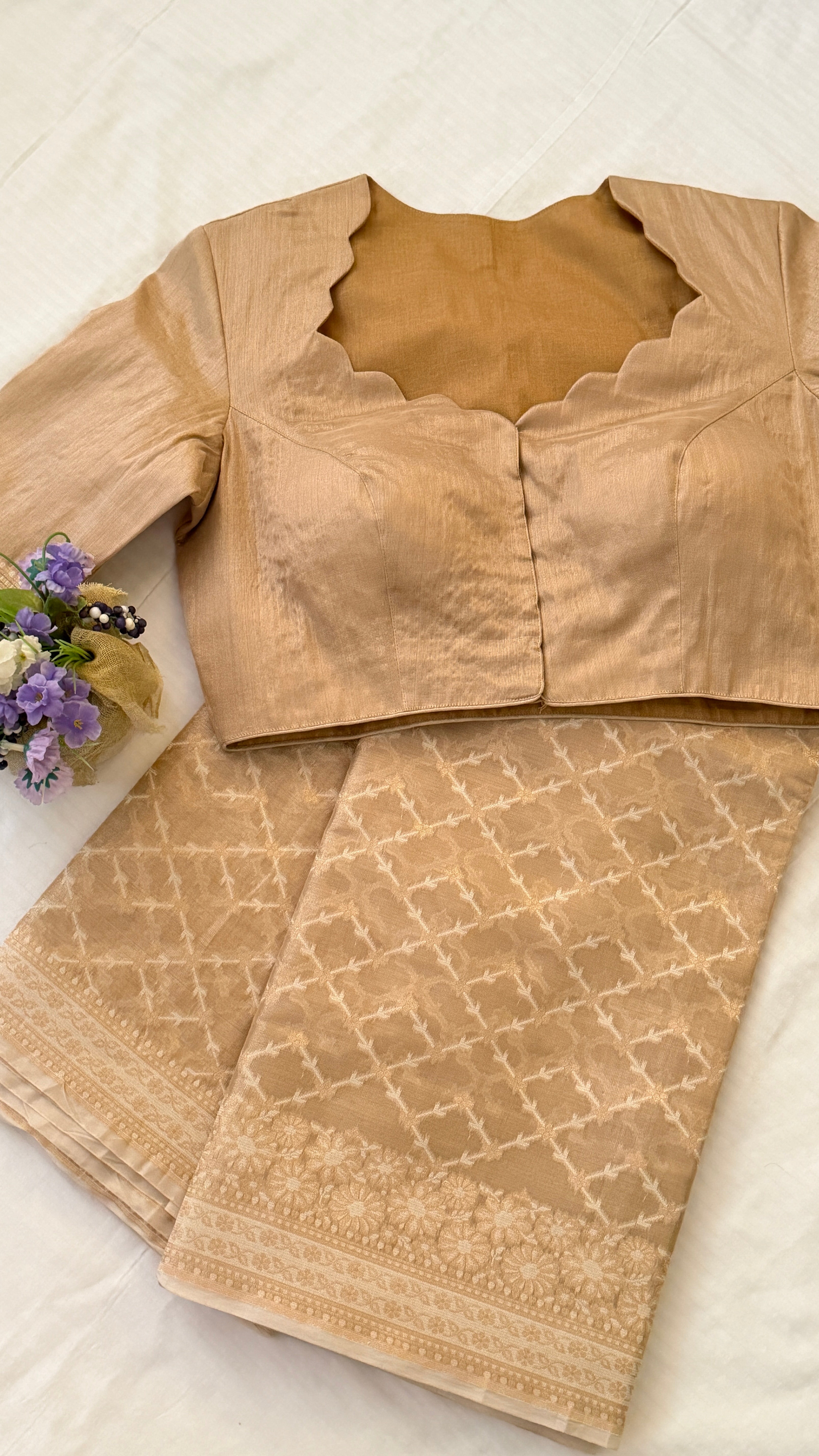 Beige Kota Tissue Saree