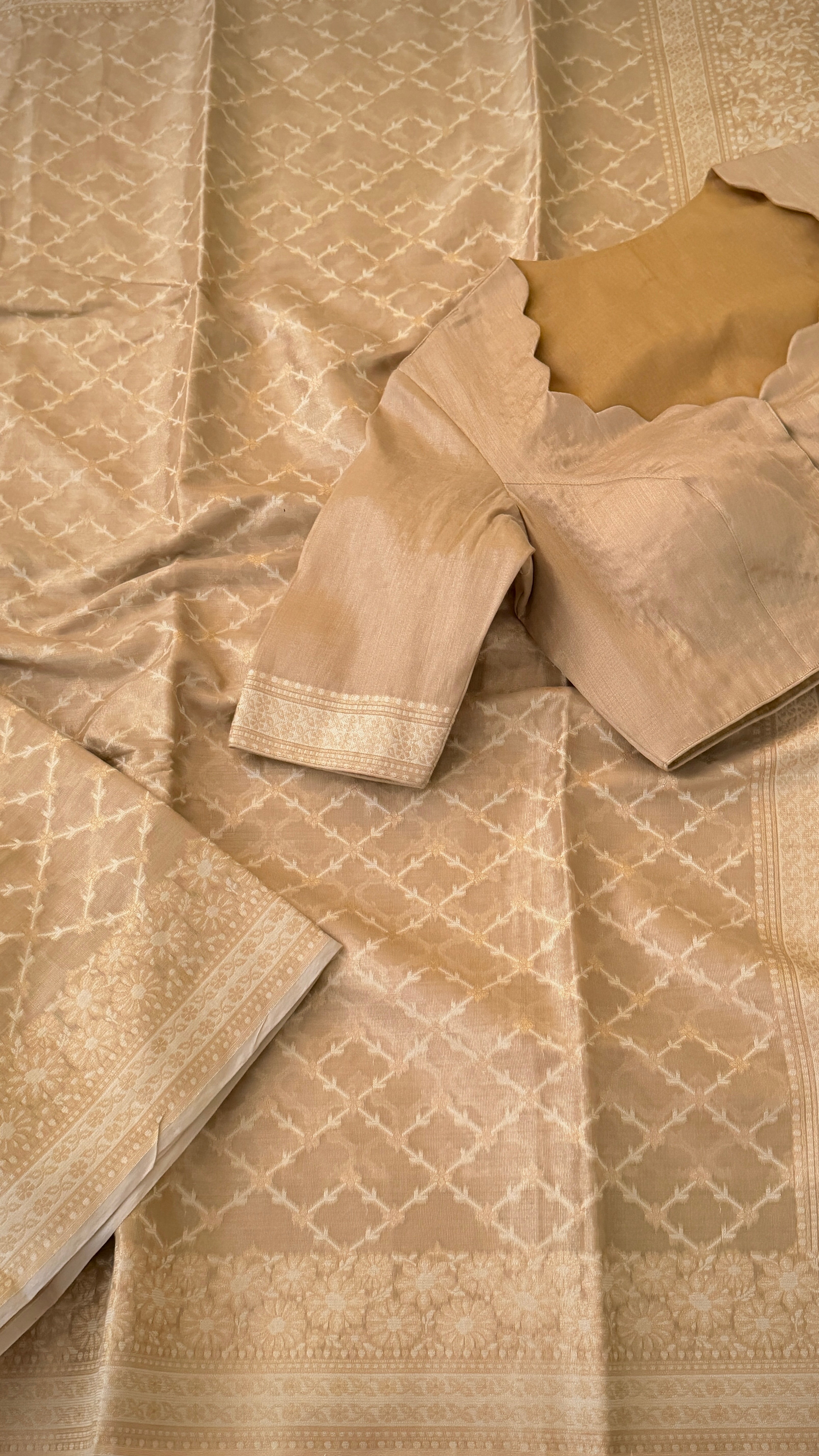 Beige Kota Tissue Saree