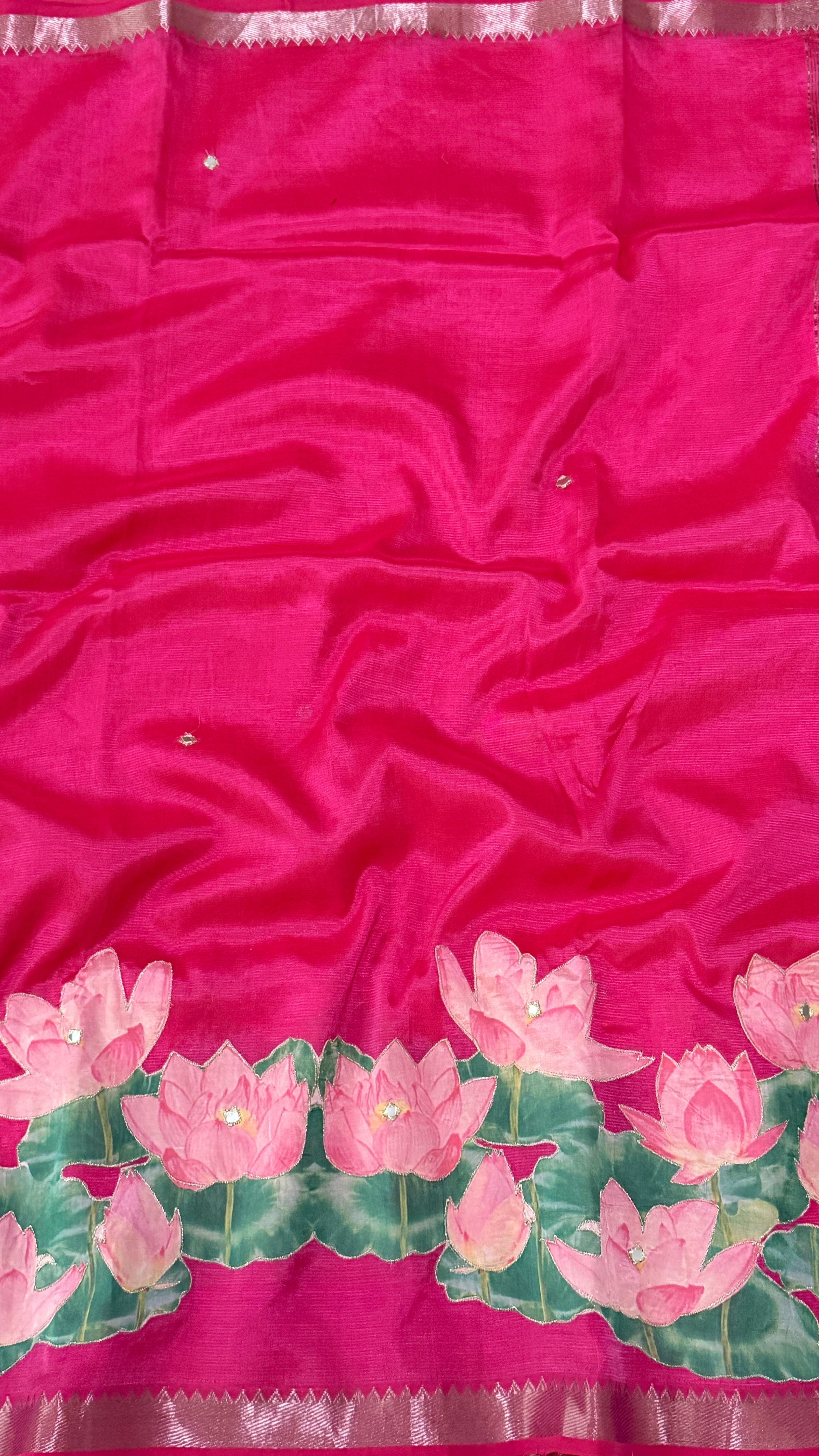 Rani Pink Mangalagiri Applique Saree