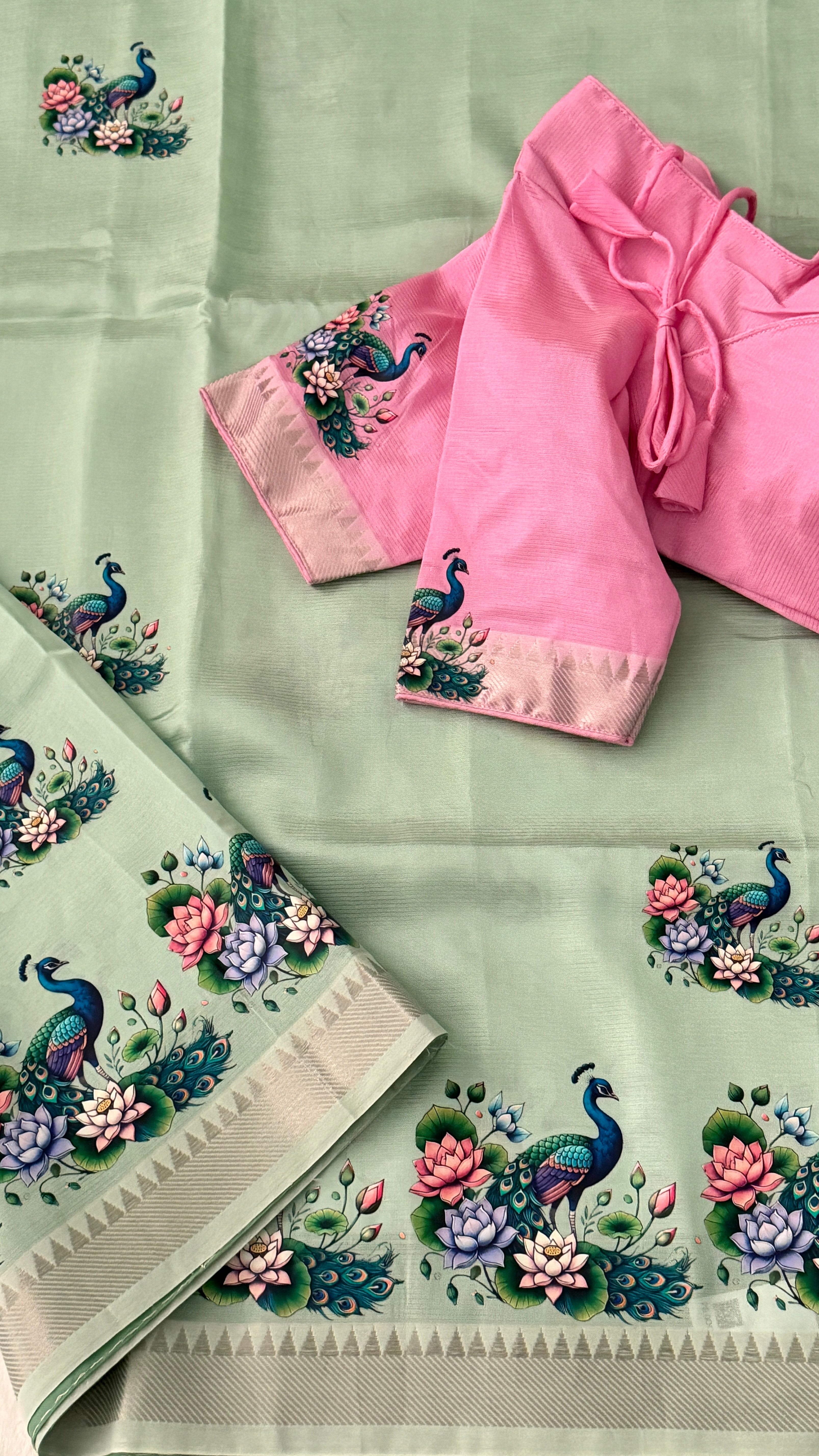 Light Green Mangalgiri Silk Saree