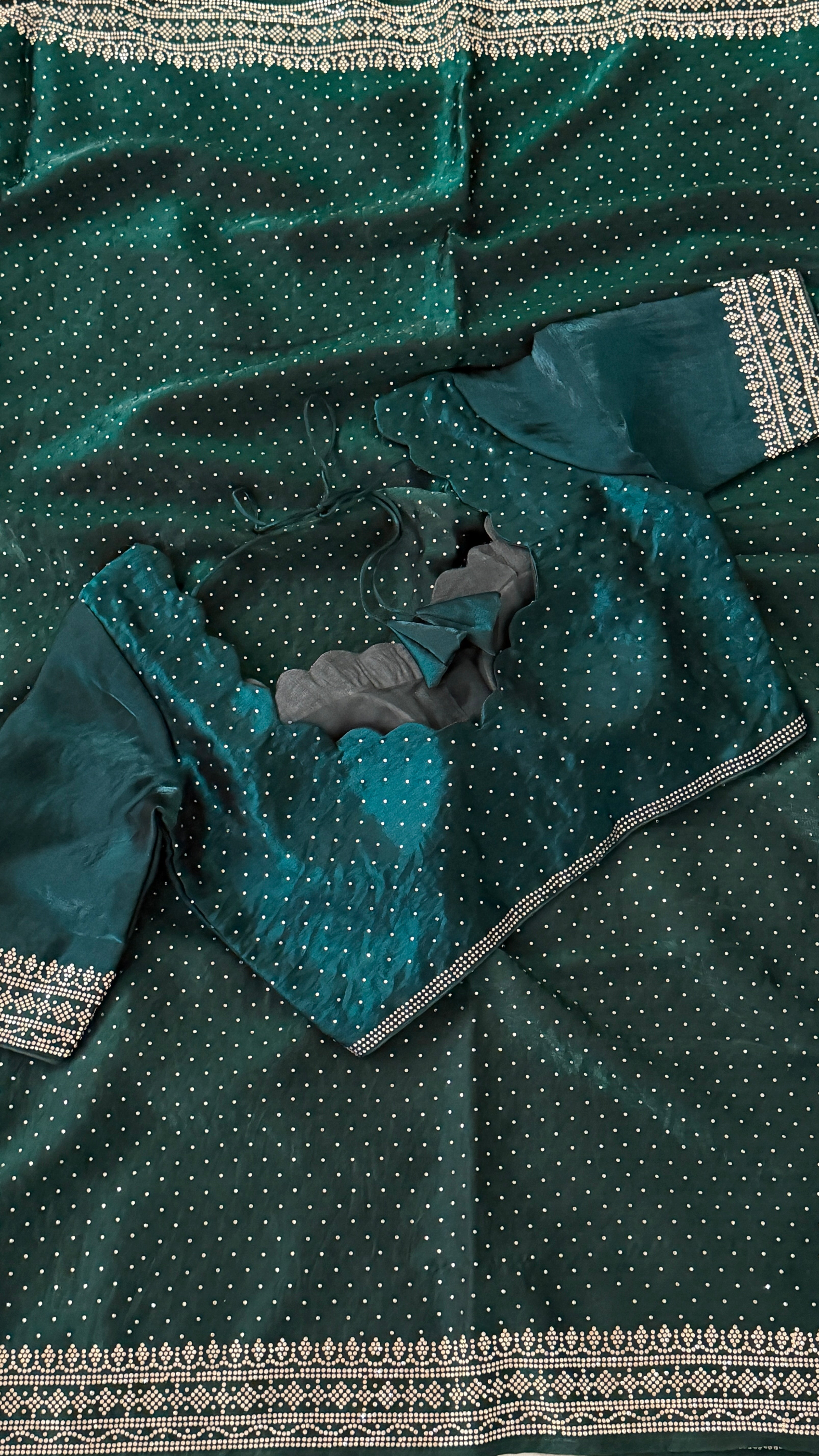 Bottle Green Swarowski Saree