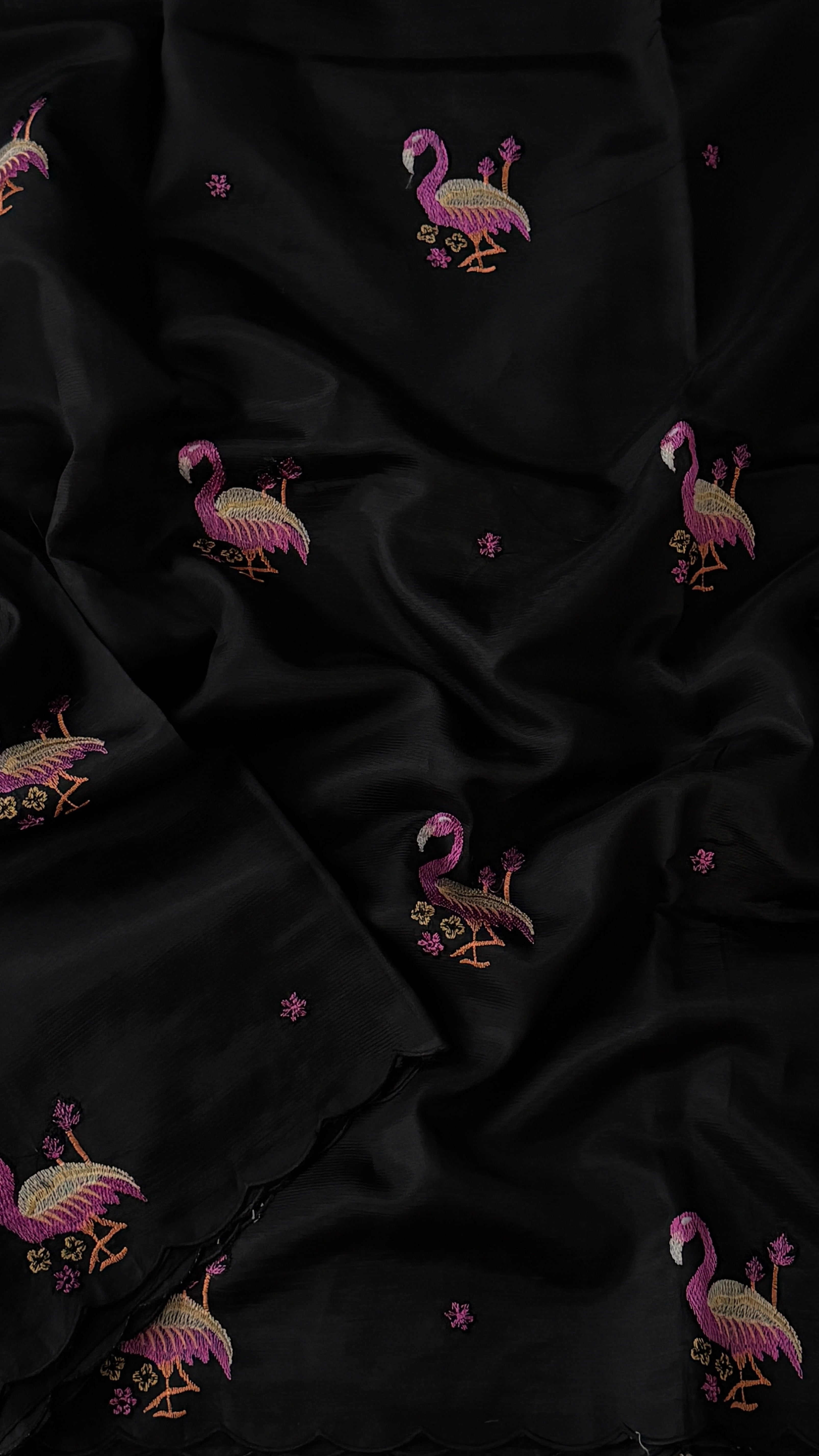 Black Flamingo Mangalagiri Silk Saree