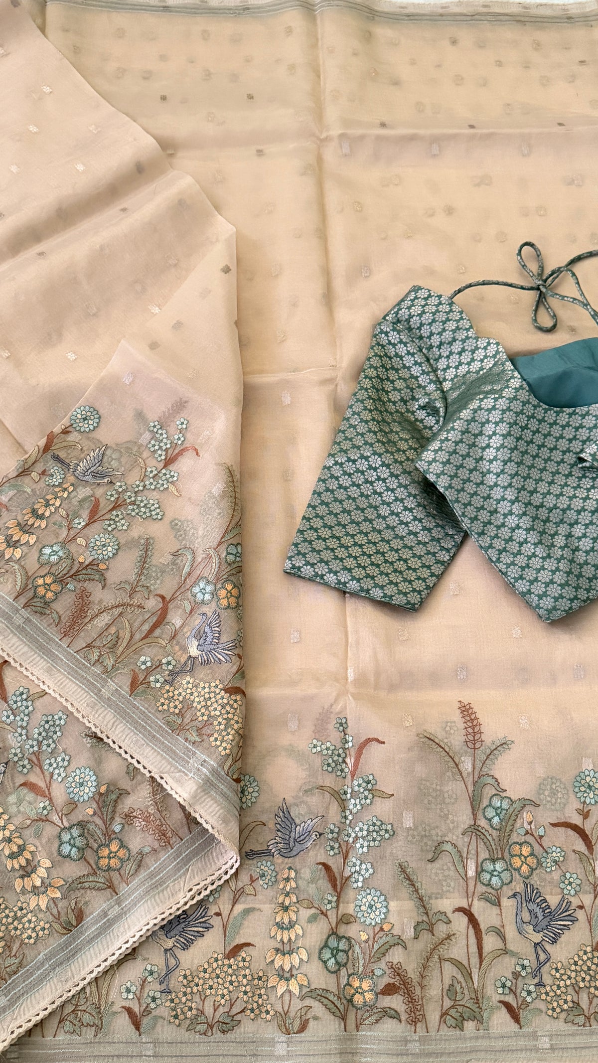 Gold Benerad Tissue Silk Saree