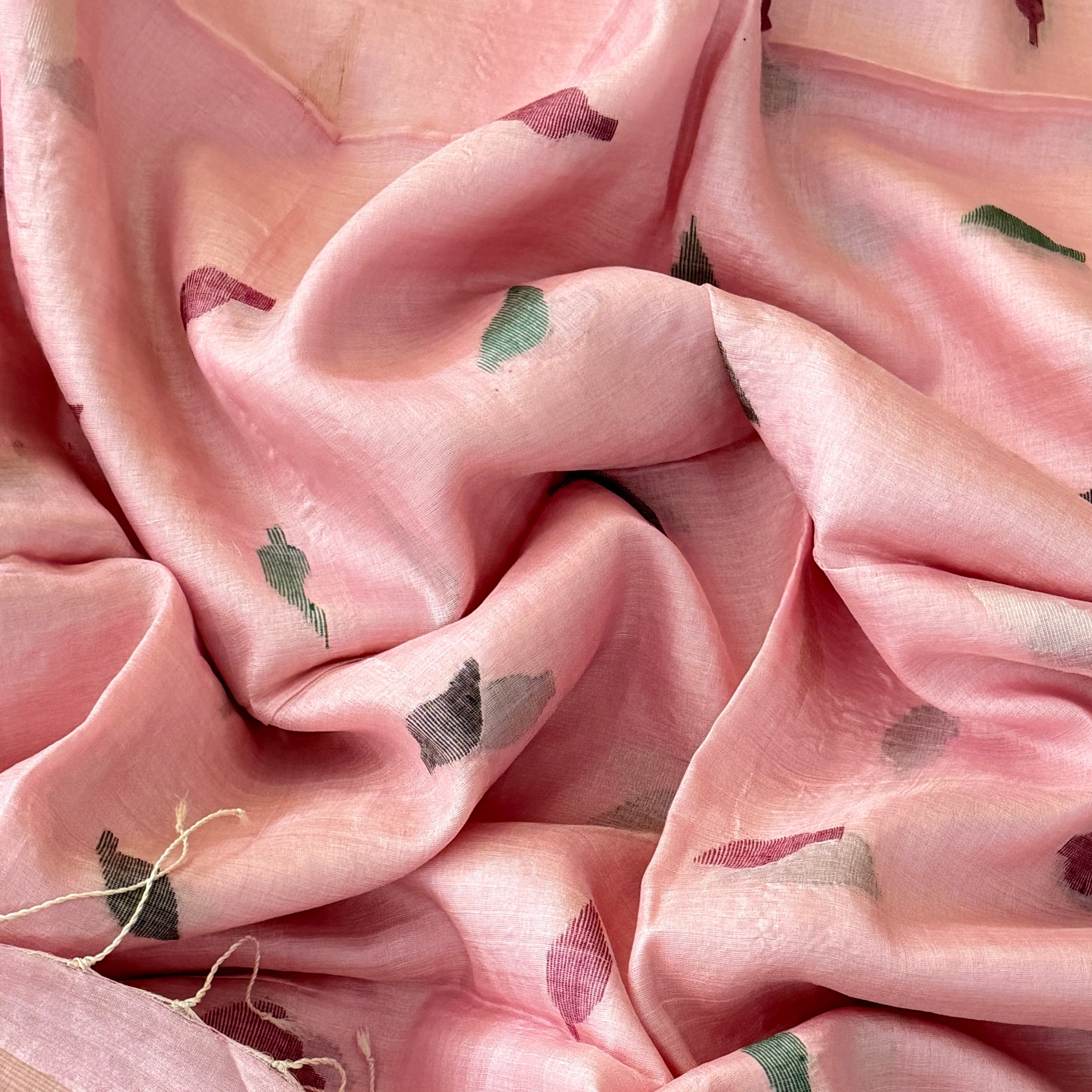 Baby Pink Gicha Tussar Silk Saree