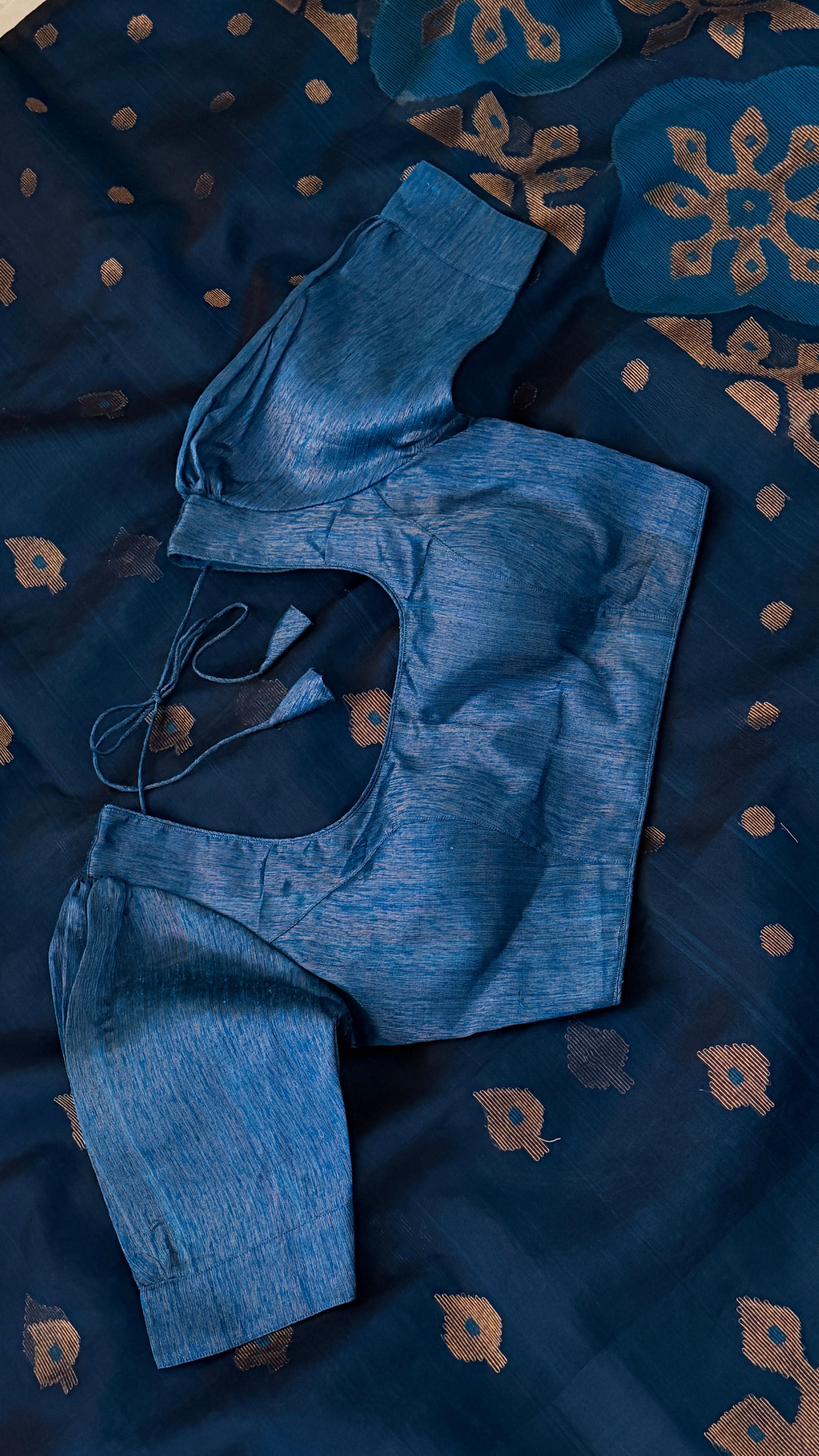 Dark Blue Muslin Jamdani Saree