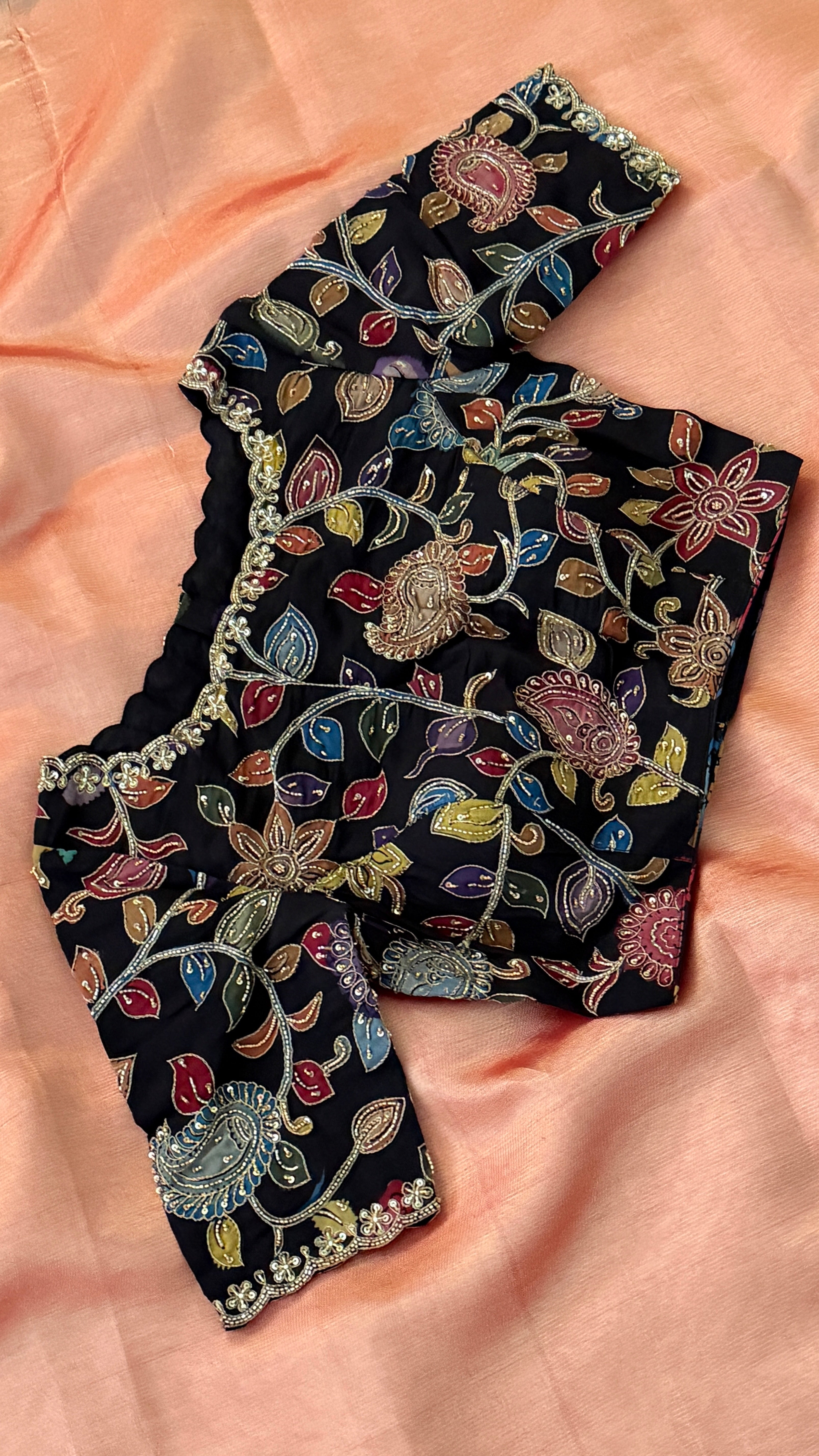 Black Pen-Kalamkari Multicolor Blouse