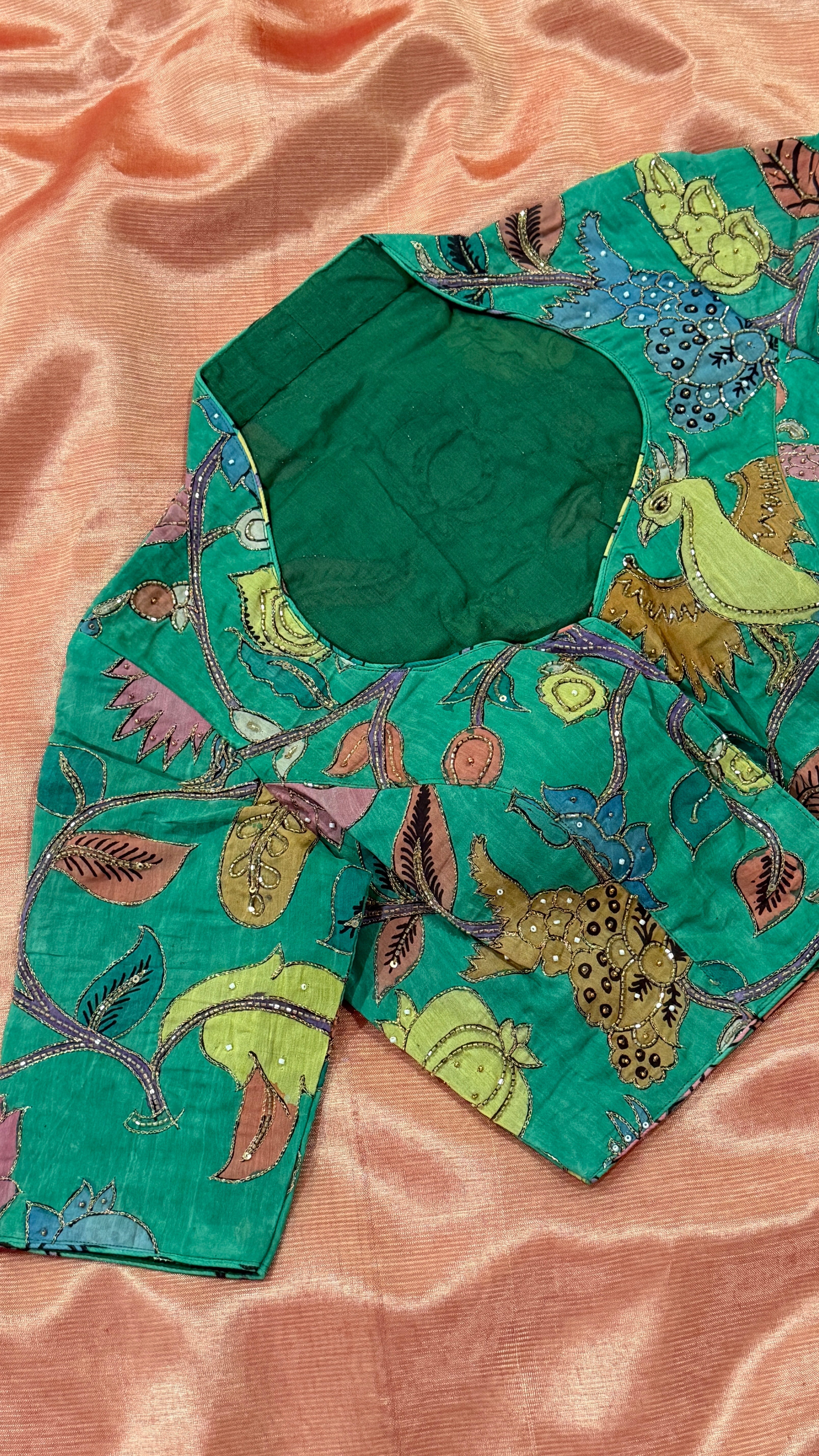 Green Pen-Kalamkari Blouse