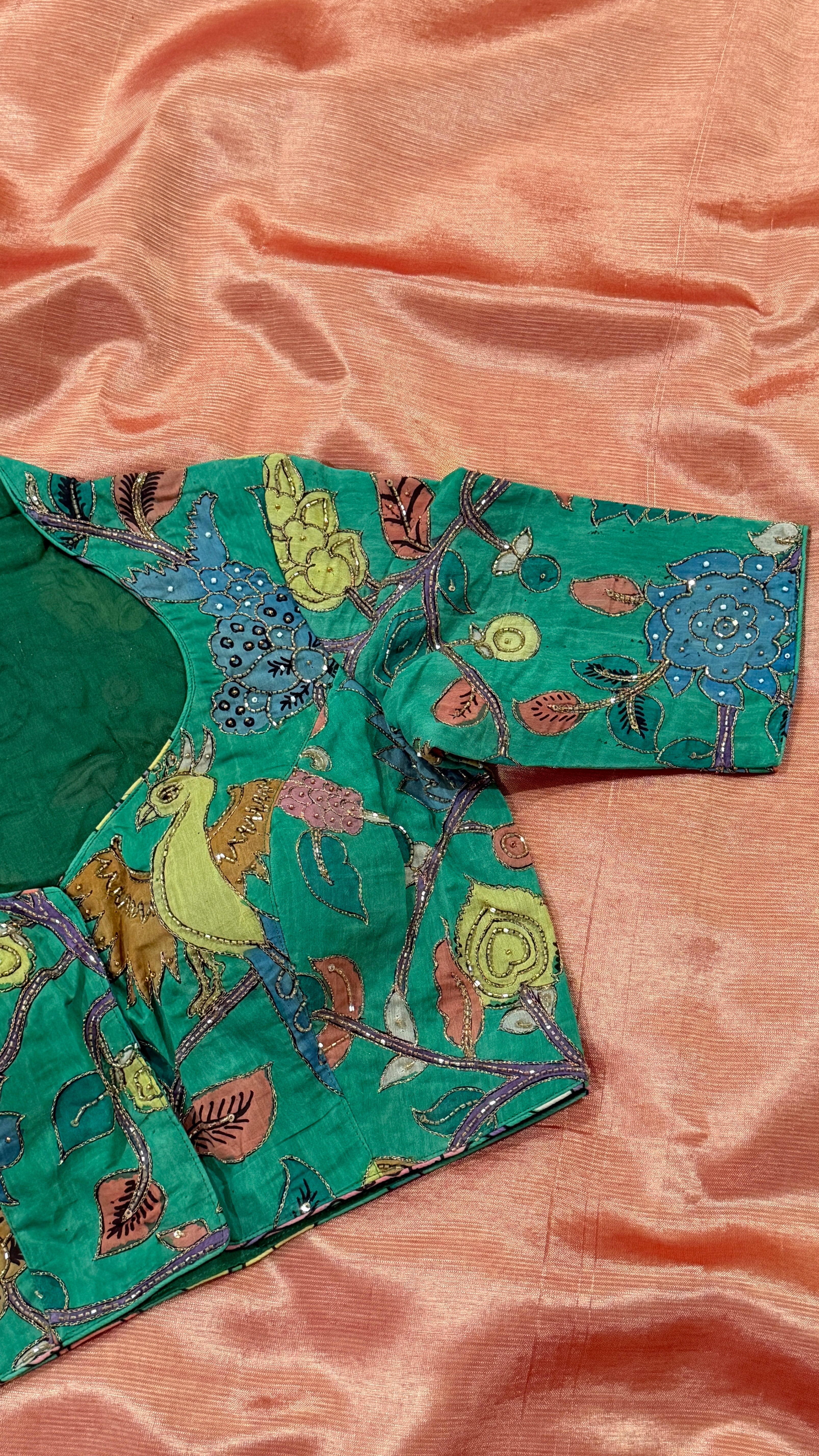 Green Pen-Kalamkari Blouse