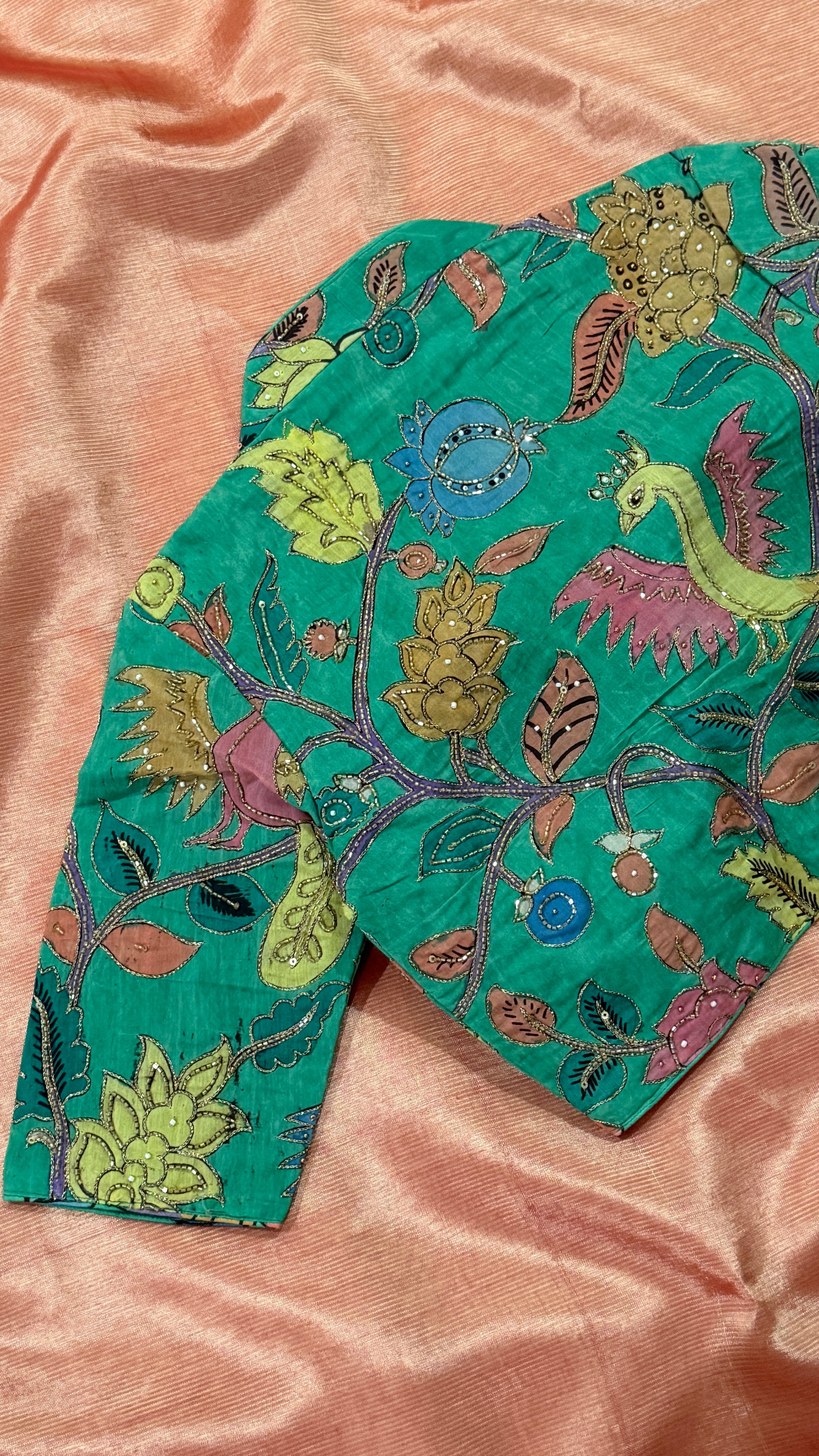 Green Pen-Kalamkari Blouse