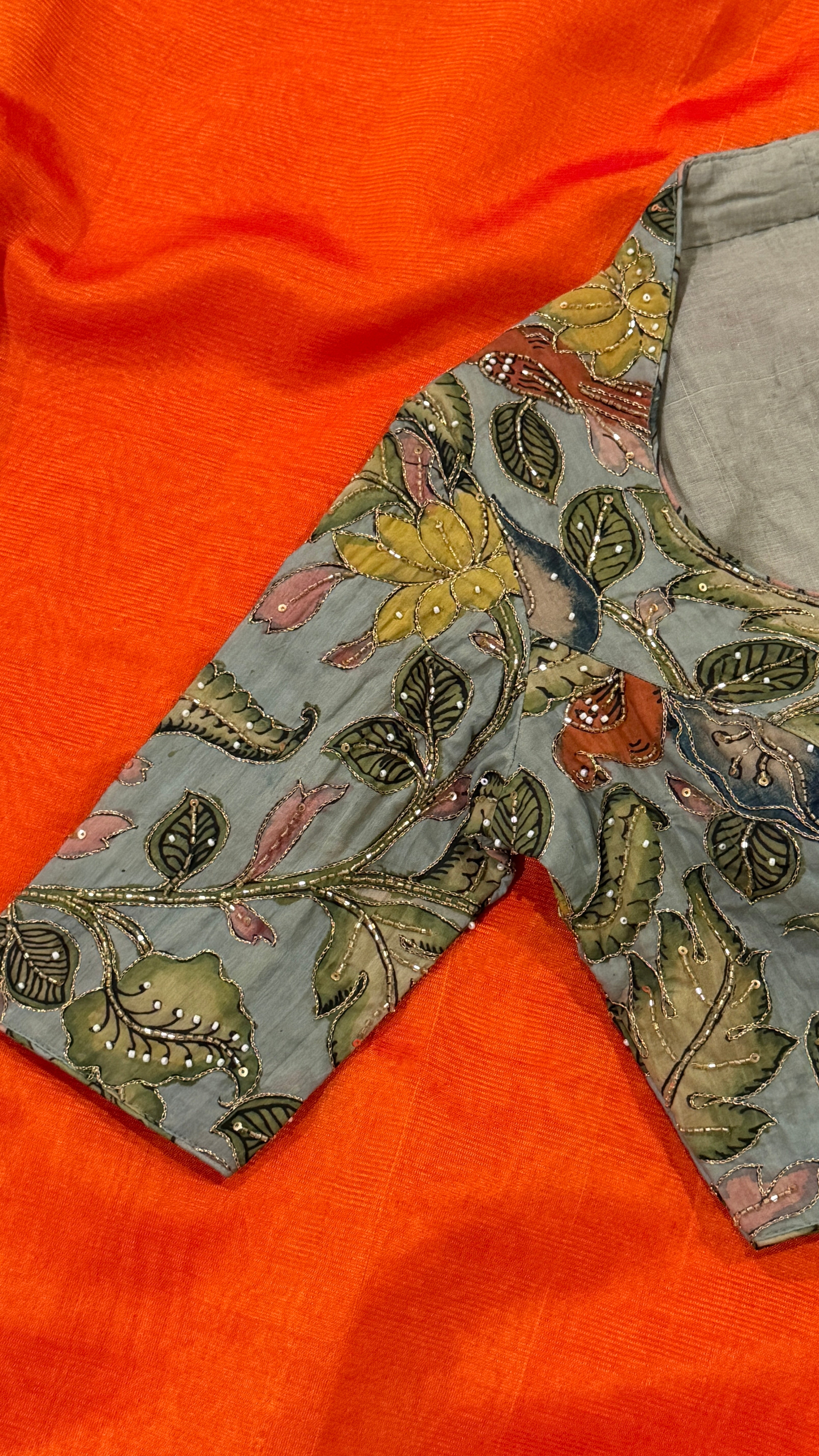 Light Blue Pen-Kalamkari Blouse
