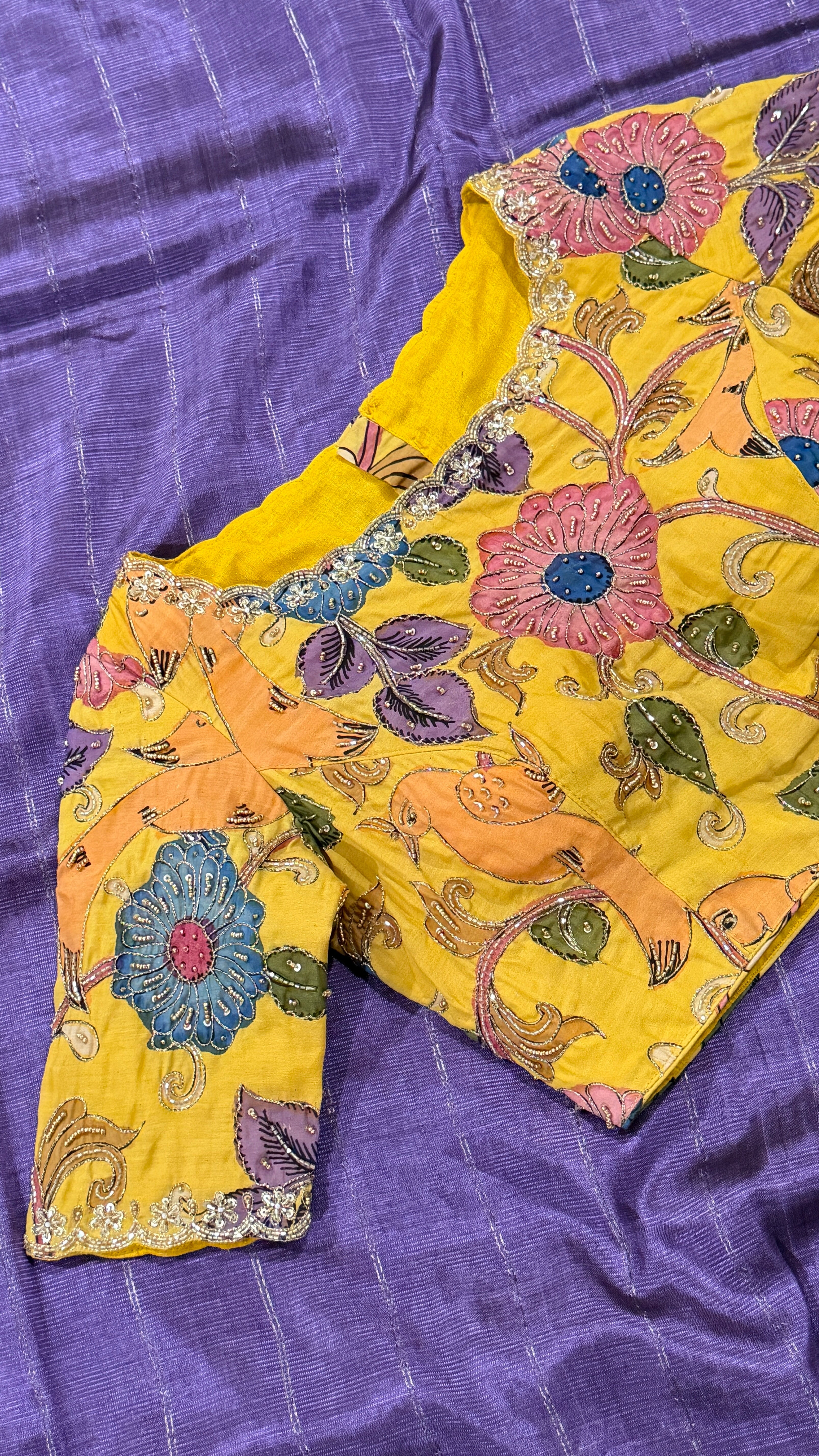 Yellow Pen-Kalamkari Blouse