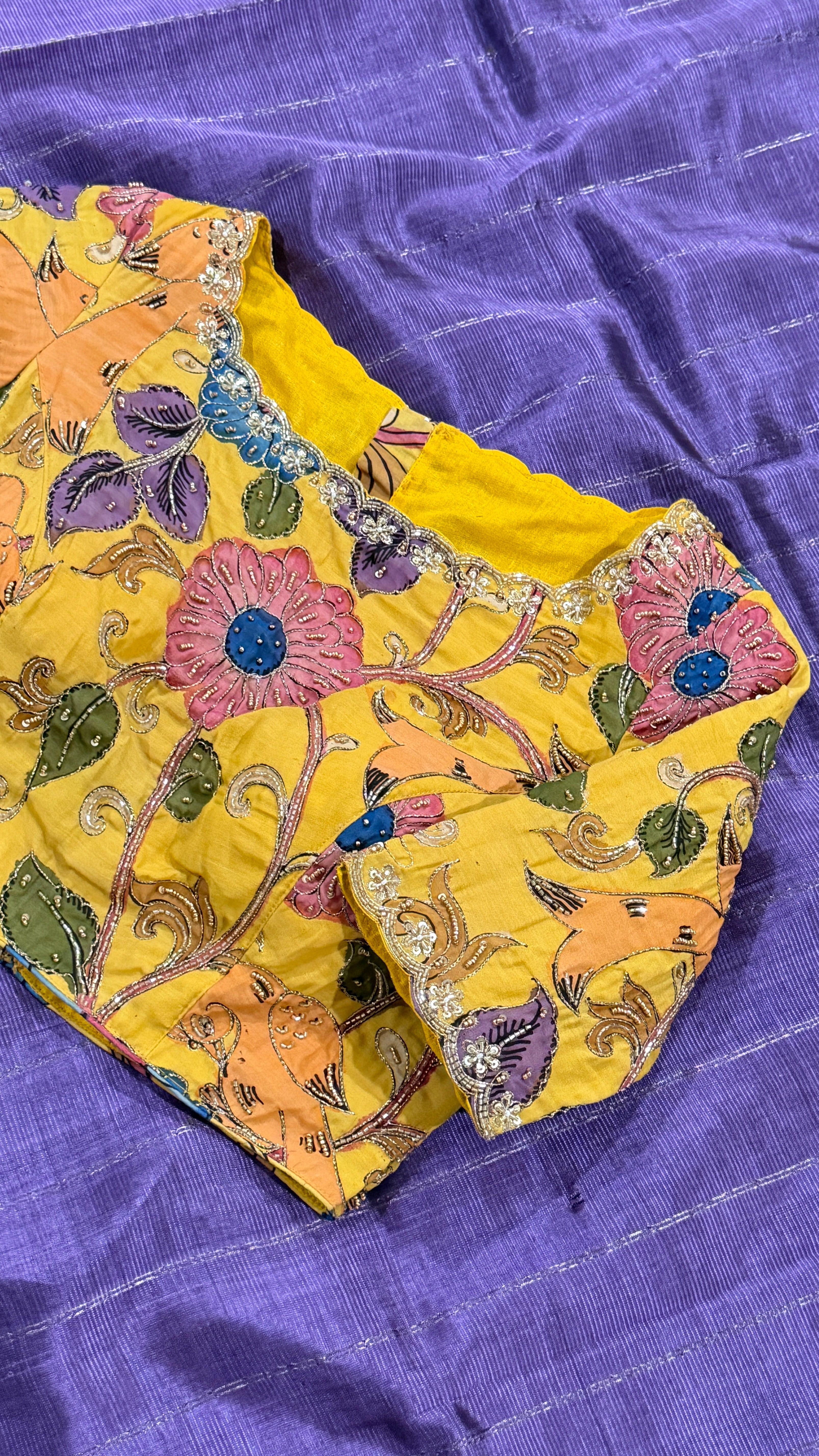 Yellow Pen-Kalamkari Blouse