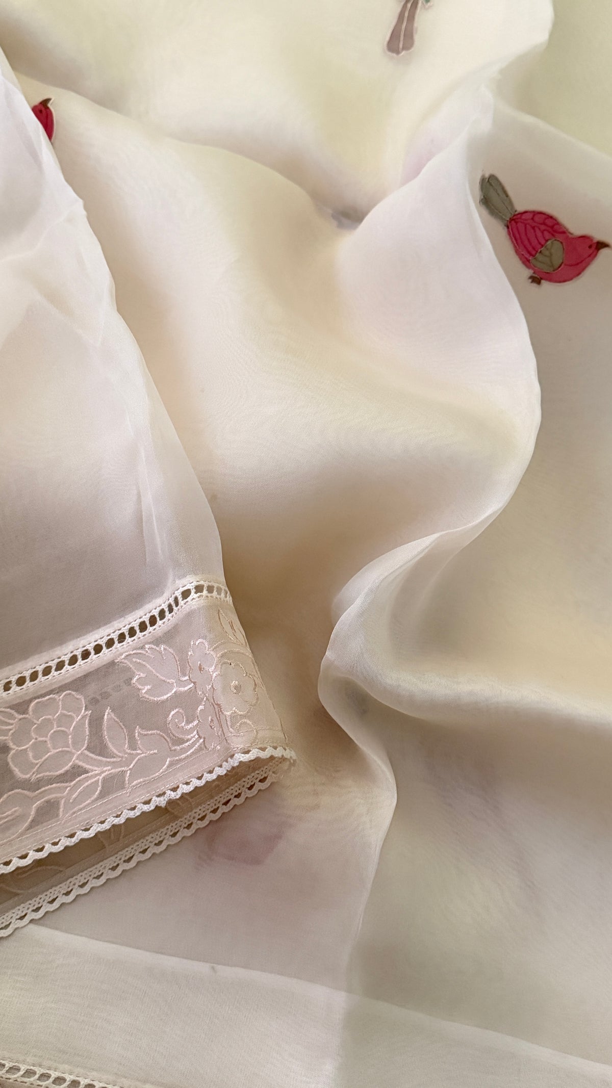 Ivory Kora Organza Silk Saree