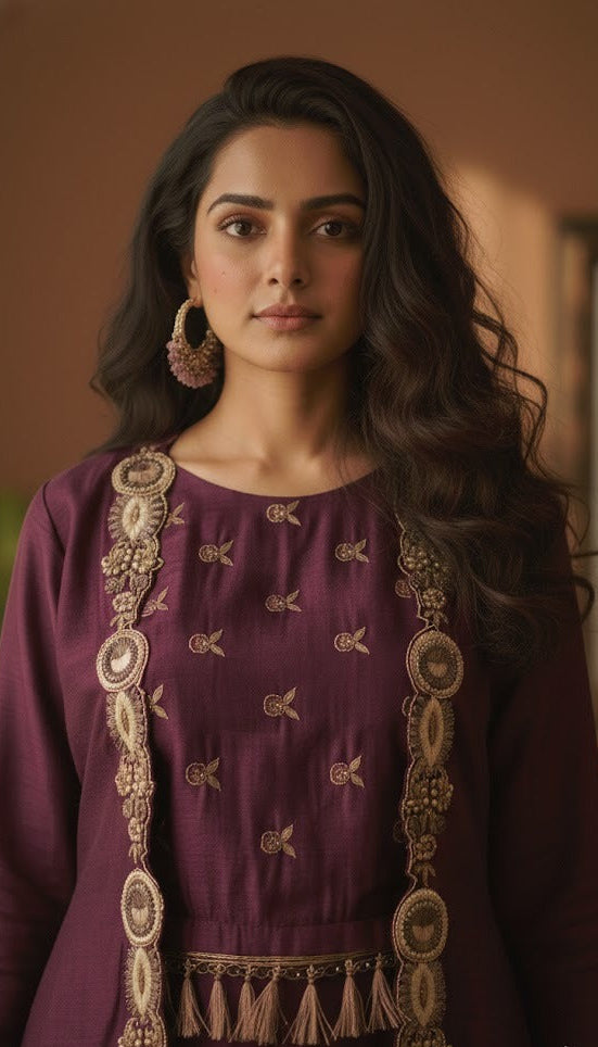 Wine Croptop Sharara