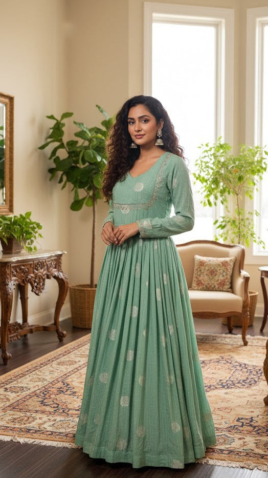 Sea Green Banaras Gown
